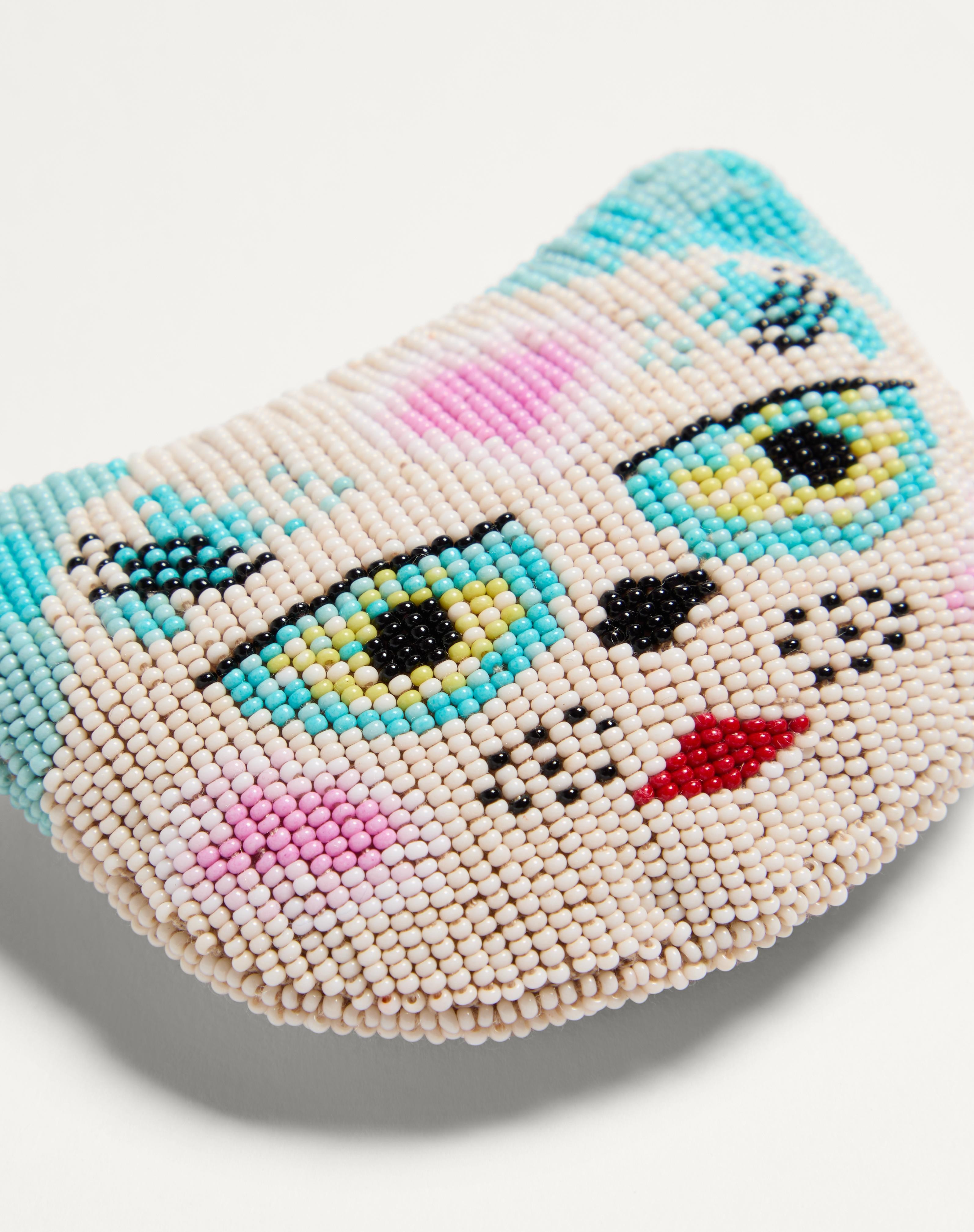 LE CHAT DE LA MAISON BROOCH IN JACQUARD FABRIC WITH RESIN BEAD EMBROIDERY - 3