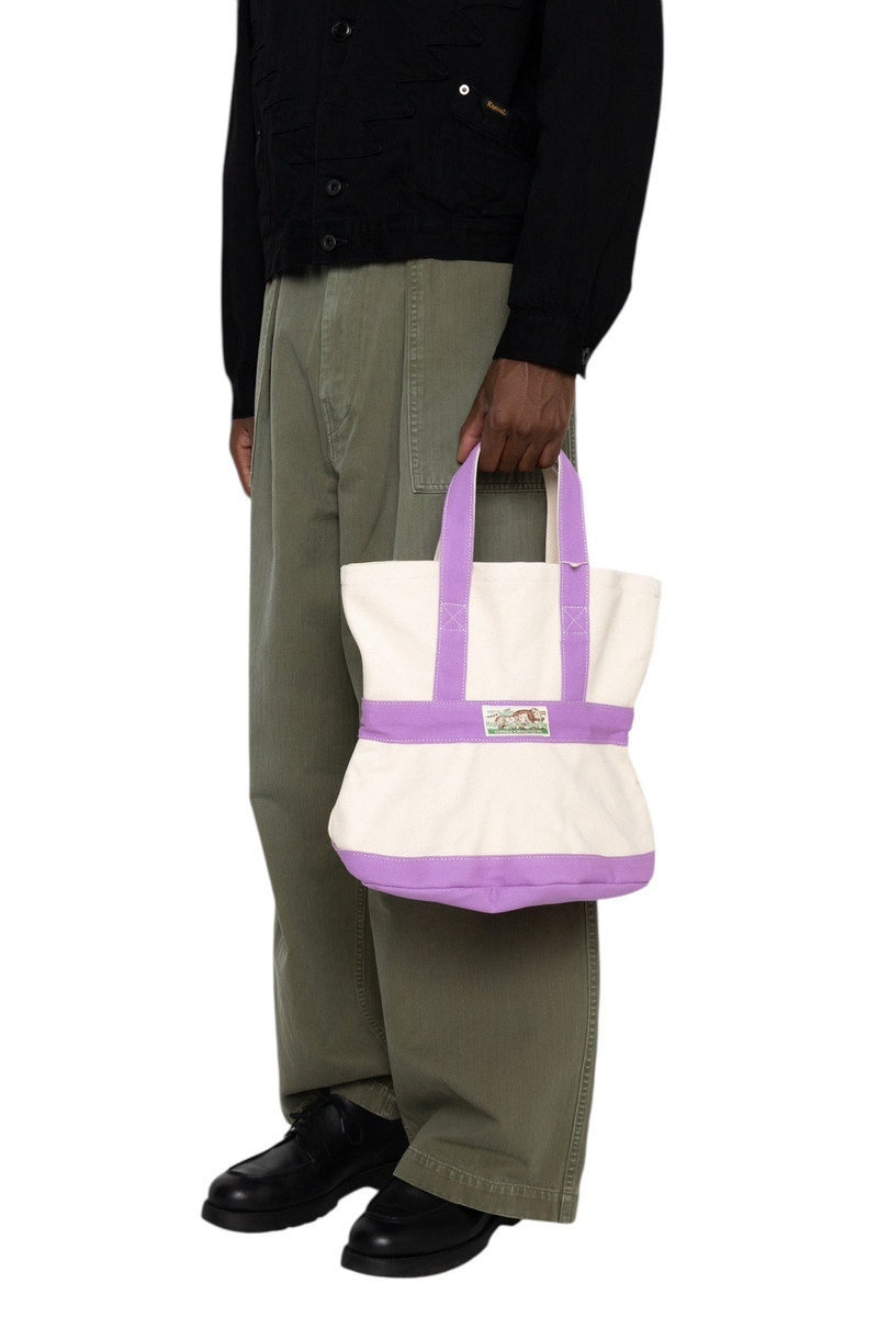 Kapital #4 Canvas ELEPHANT TOTE BAG S - Ecru x Purple outlook