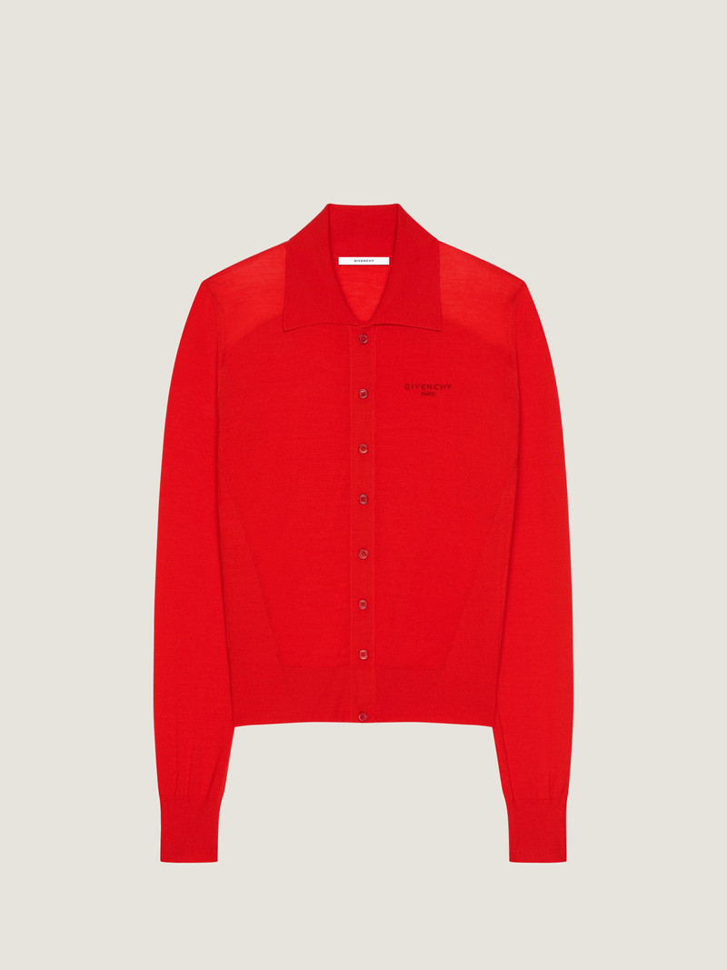 POLO CARDIGAN IN SECOND SKIN EFFECT KNIT 1