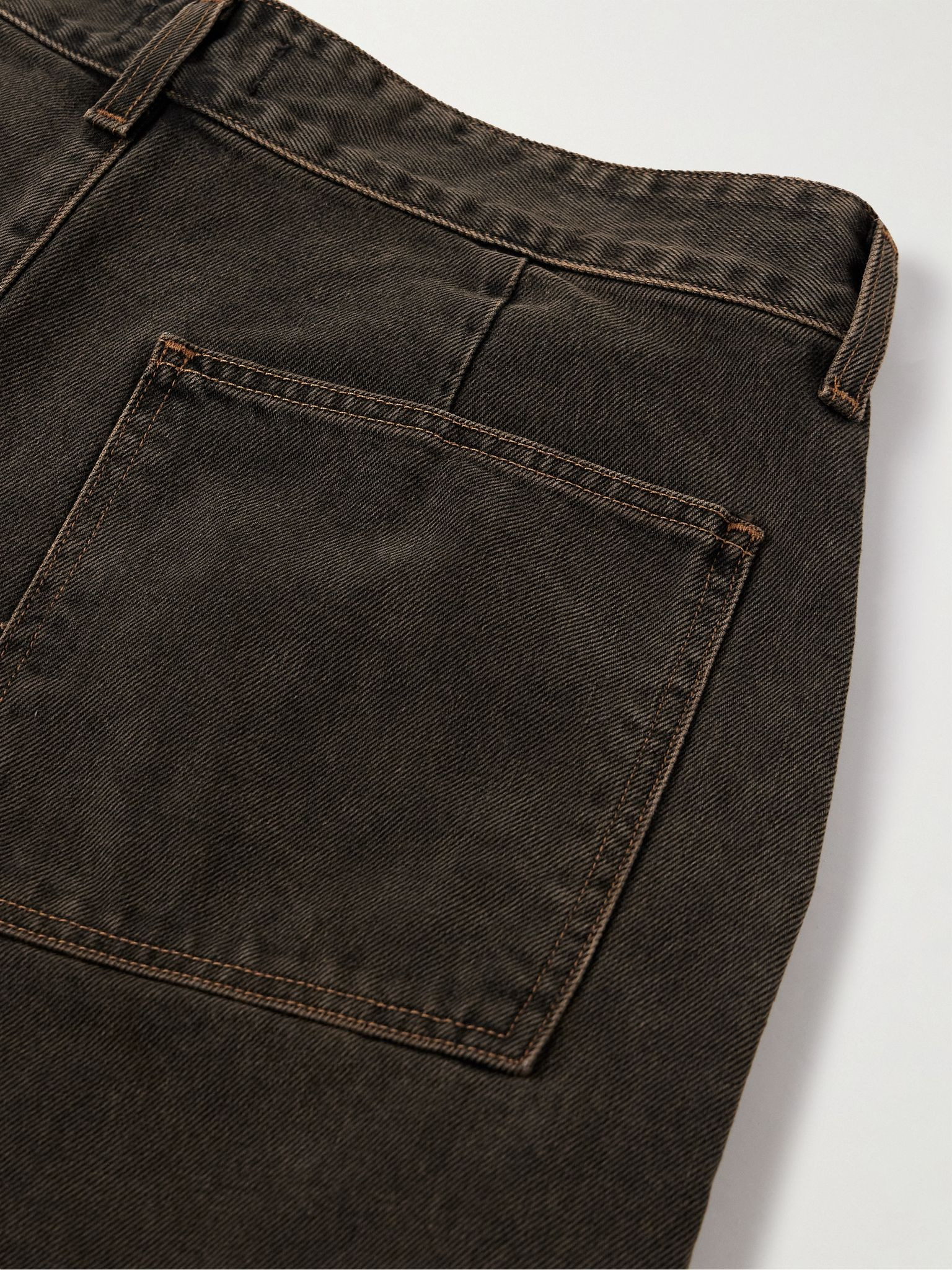 Slater Straight-Leg Pleated Jeans Brown - 5