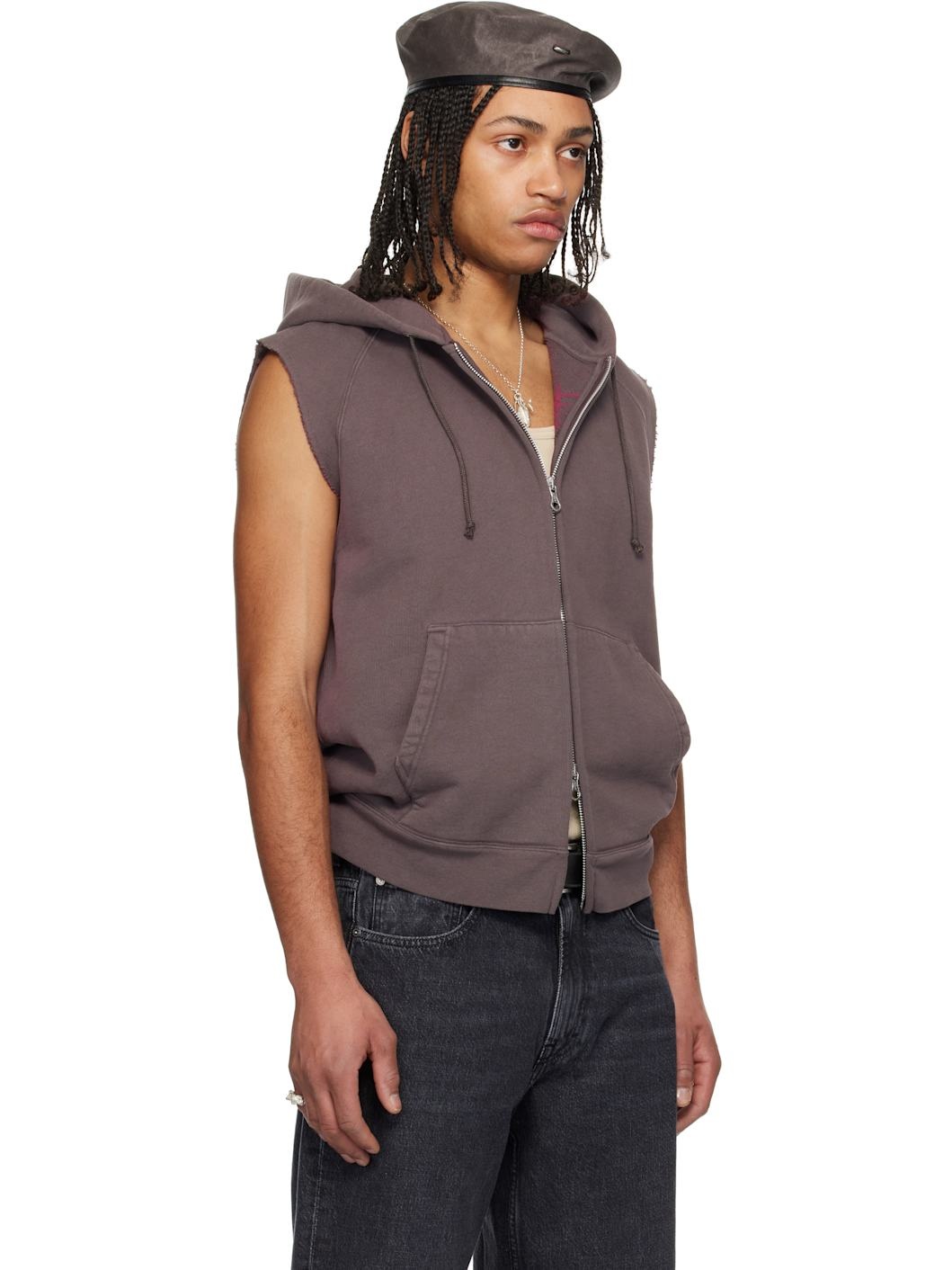 Brown Motor Vest Hoodie - 2