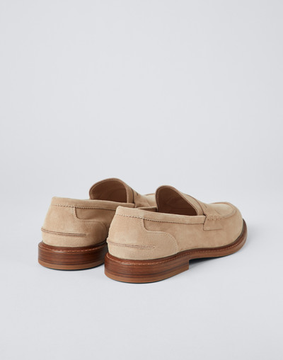 Brunello Cucinelli Suede unlined penny loafers outlook