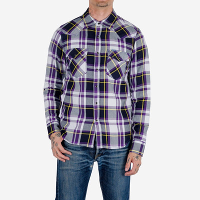 Iron Heart IHSH-390-PUR 9oz Selvedge American Check Western Shirt - Purple outlook