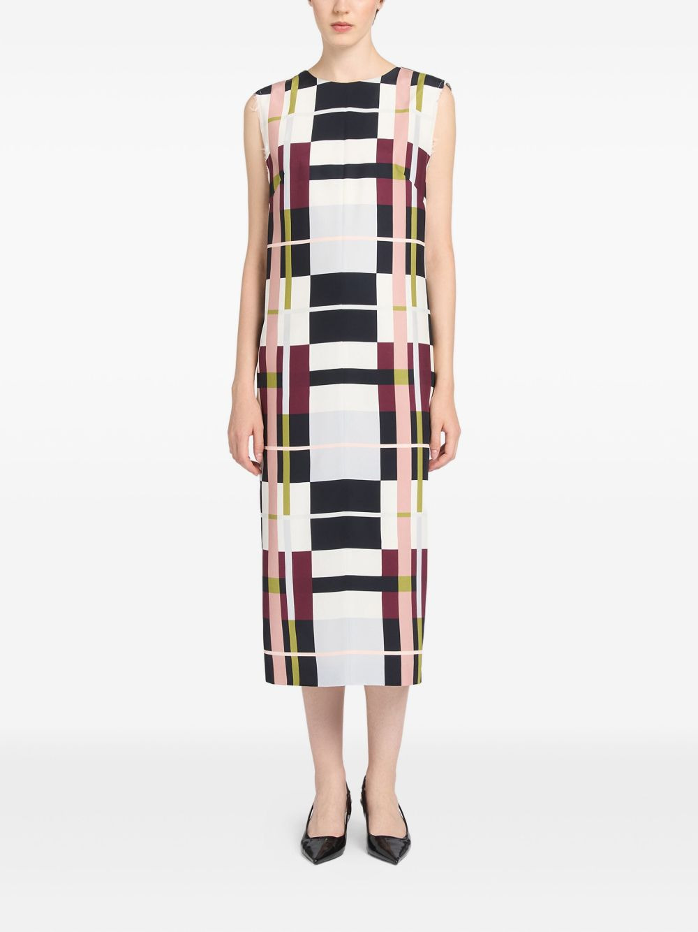 plaid sleeveless midi dress - 2