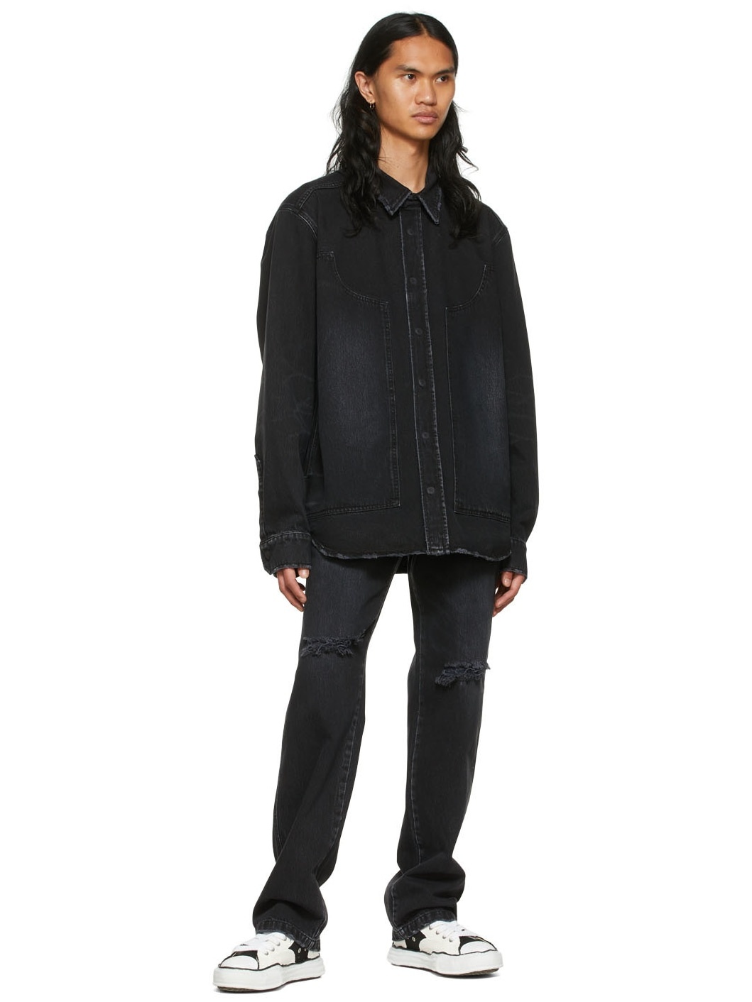 Black Faded Denim Jacket - 4