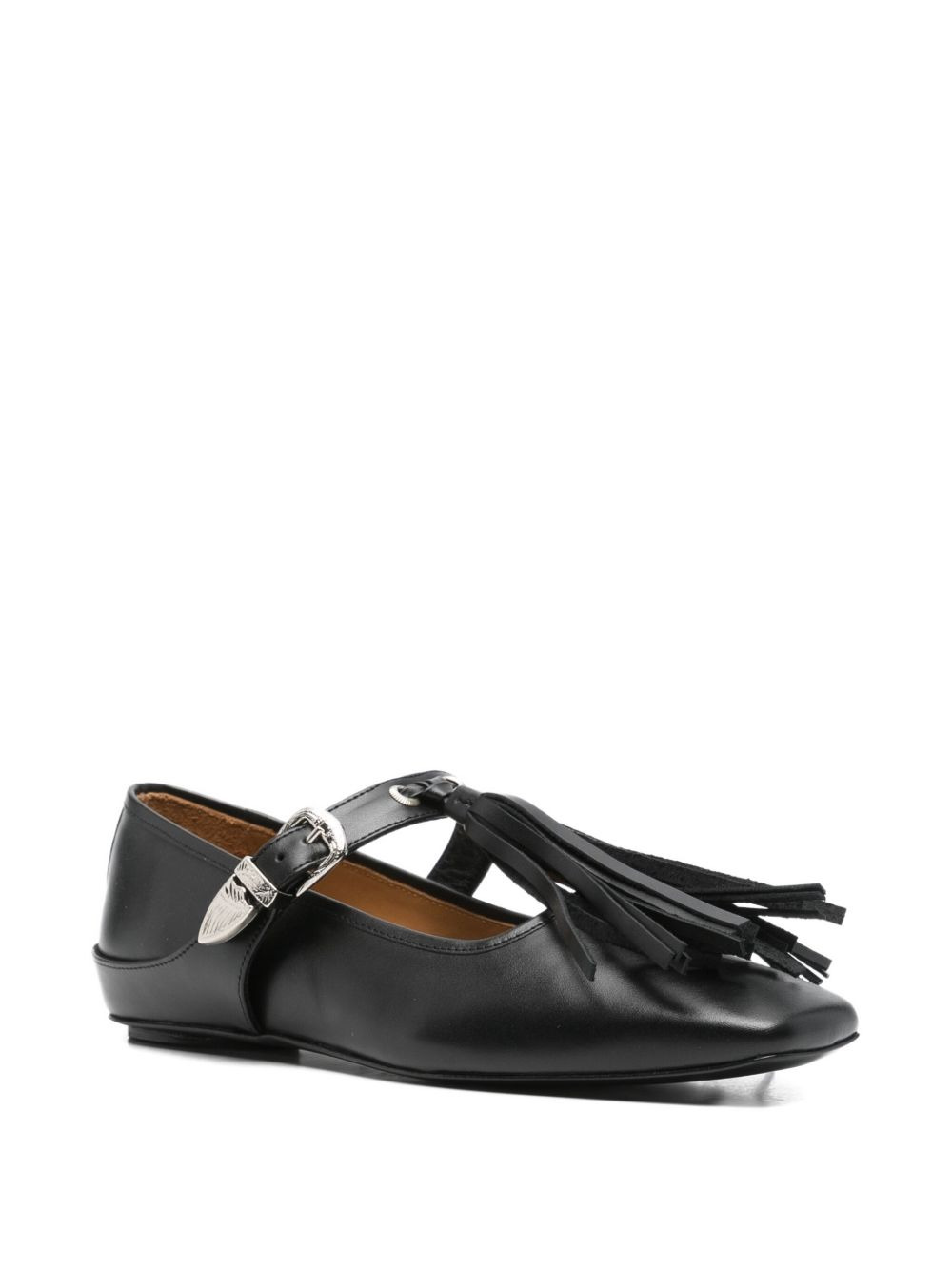 buckle-fastening tassel ballet flats - 2