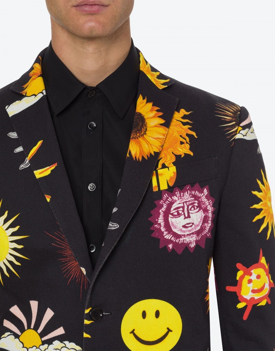 STRETCH GABARDINE ALLOVER SUN SMILEY® PRINT JACKET - 4