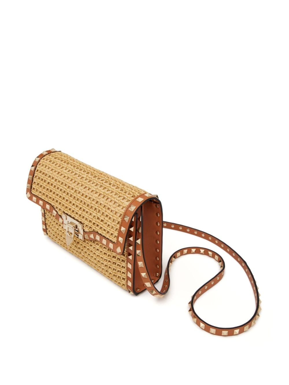 Rockstud raffia shoulder bag - 5