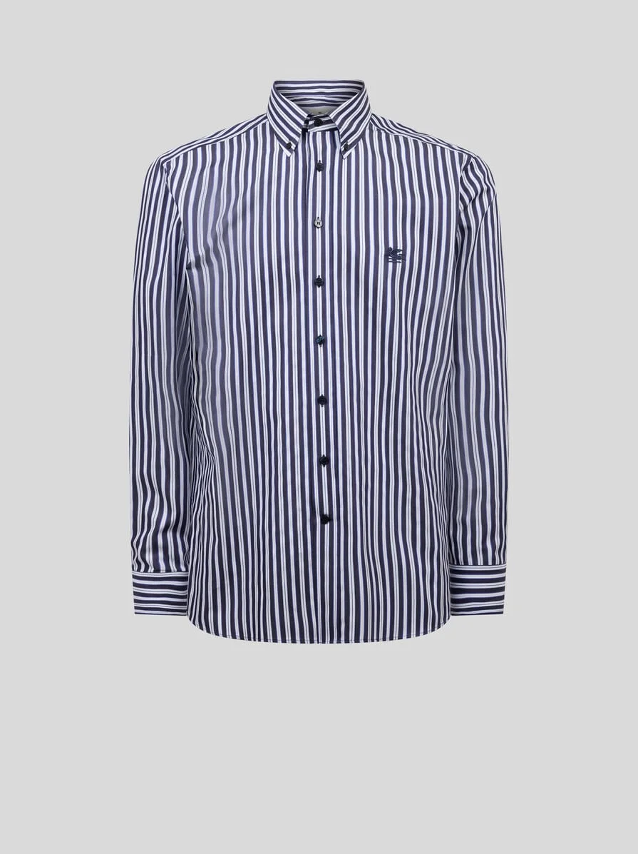 STRIPED BUTTON-DOWN COTTON SHIRT - 1
