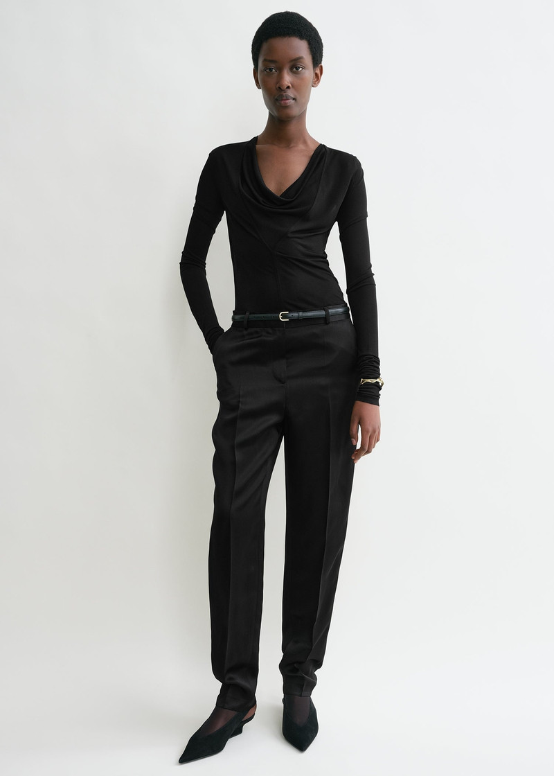 TOTEME Draped v-neck top black outlook