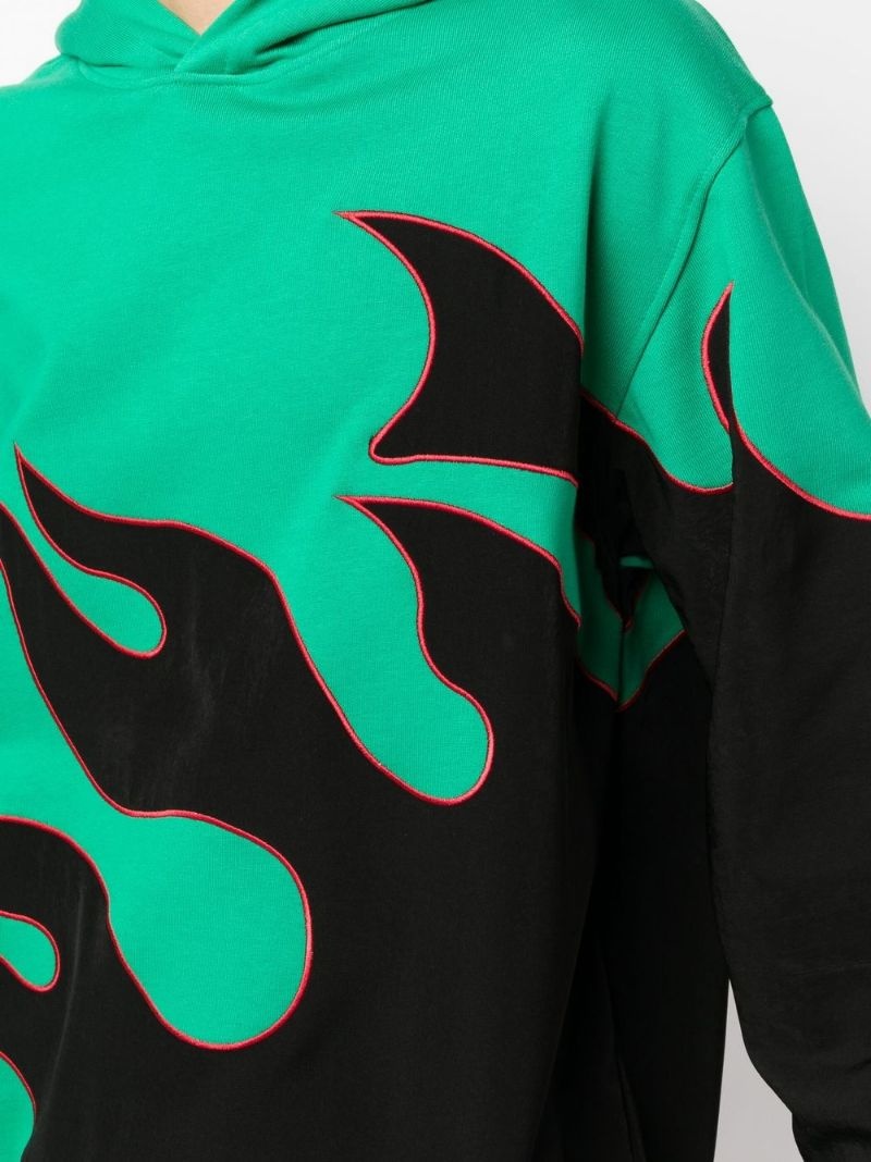 flame-print cotton hoodie - 5
