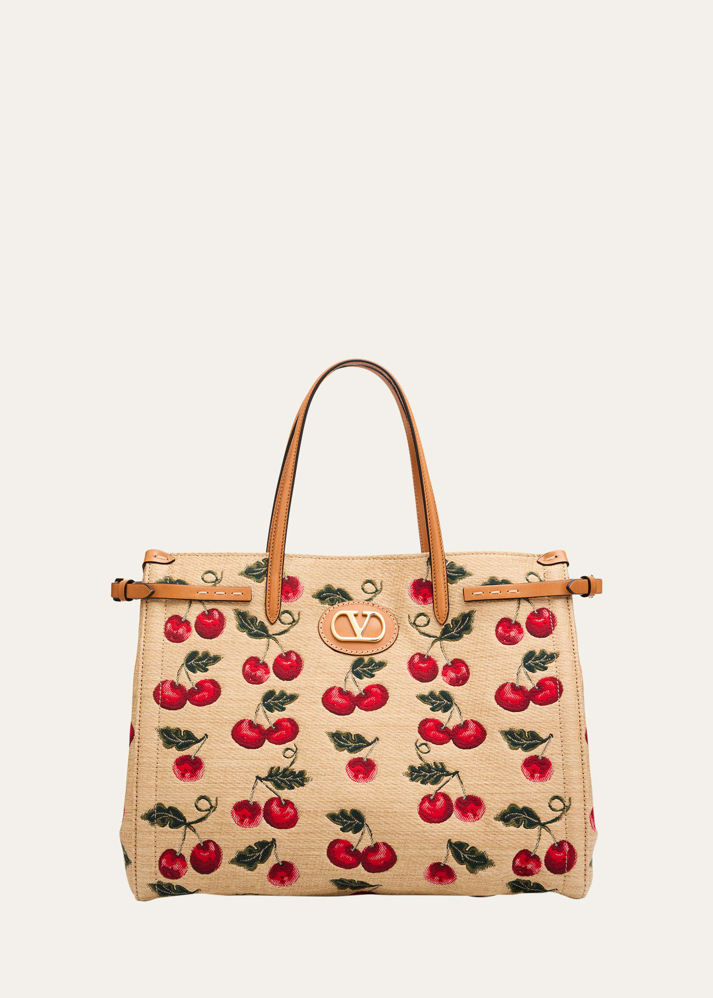 Antibes Medium Cherry Tote Bag in Cotton Jacquard - 1