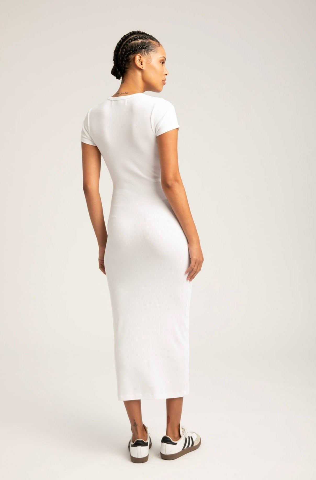 WHITE RIB MAXI DRESS - 4