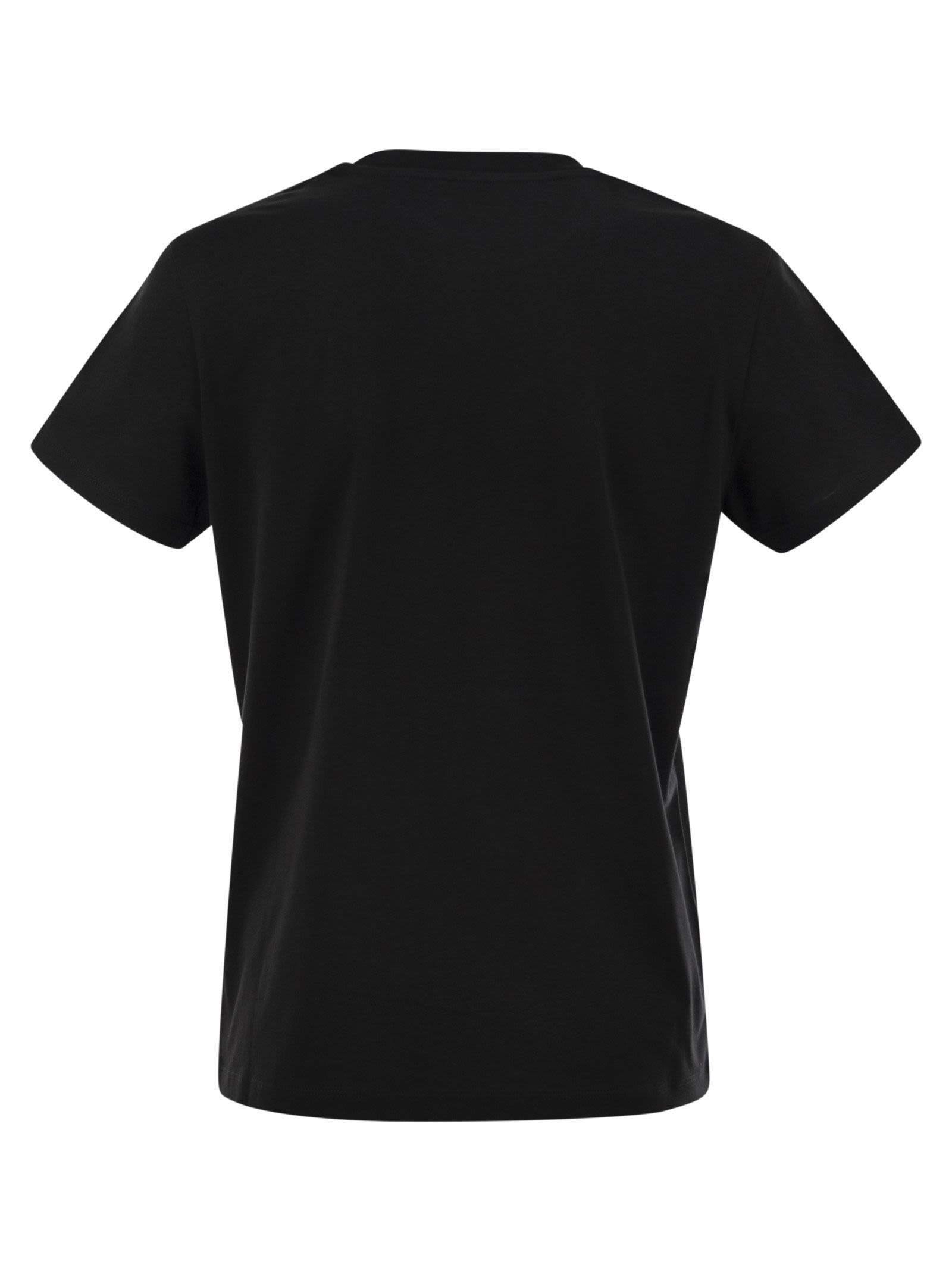 Moncler Women Cotton T-Shirt With Tone-On-Tone Embroidered Logo - 2