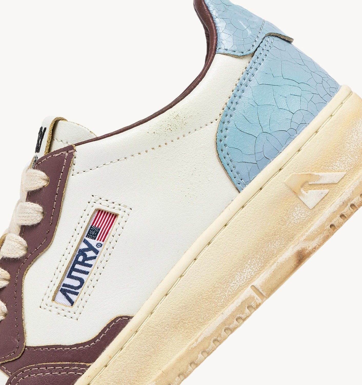 MEDALIST LOW SUPER VINTAGE SNEAKERS IN WHITE CELESTIAL BLUE AND TAUPE - 6