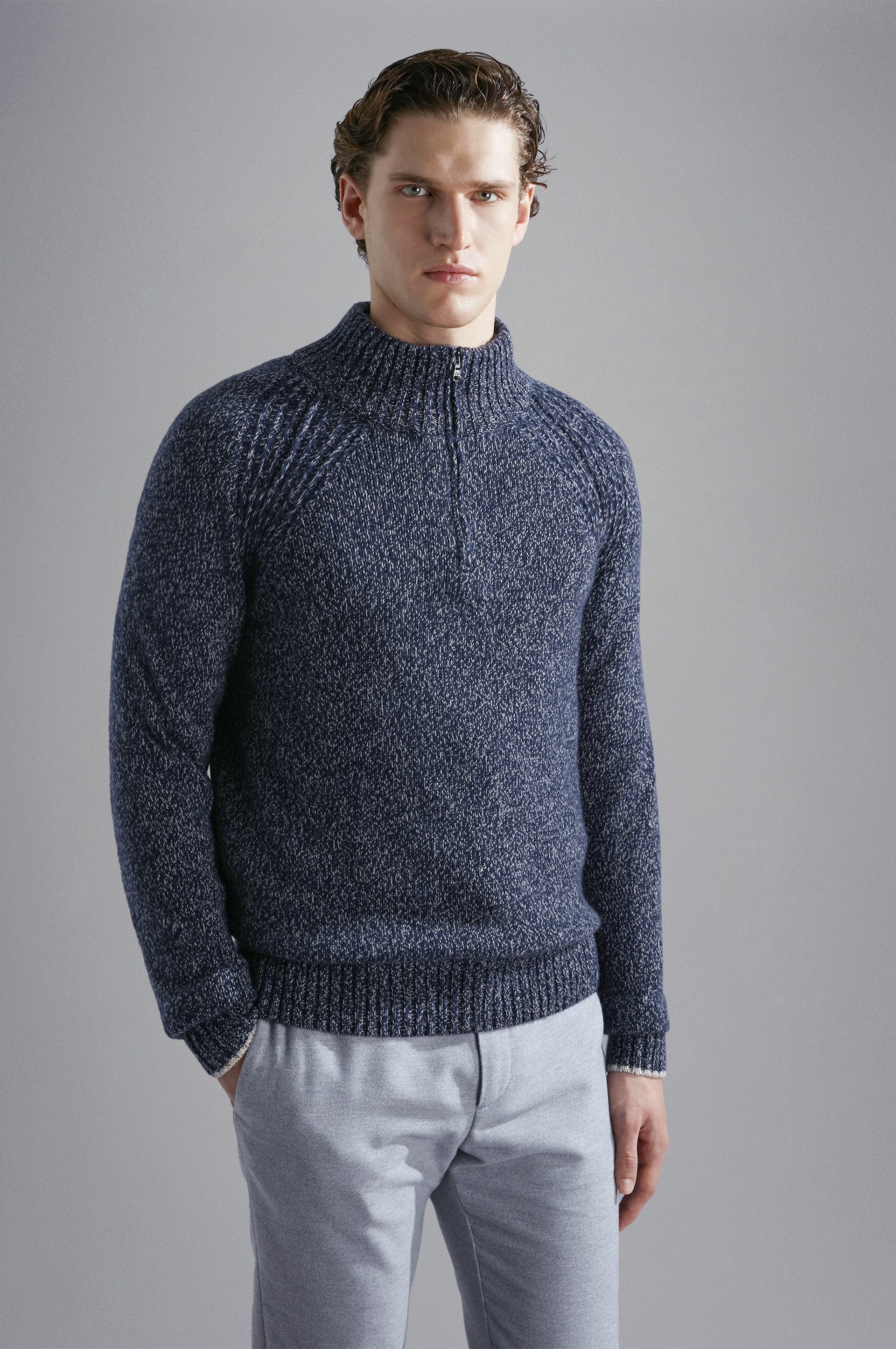 WOOL AND CASHMERE MELANGE TURTLENECK SWEATER - 6