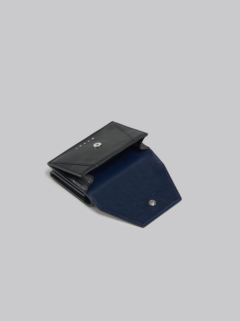 NAVY BLUE AND BLACK LEATHER TRI-FOLD WALLET - 5