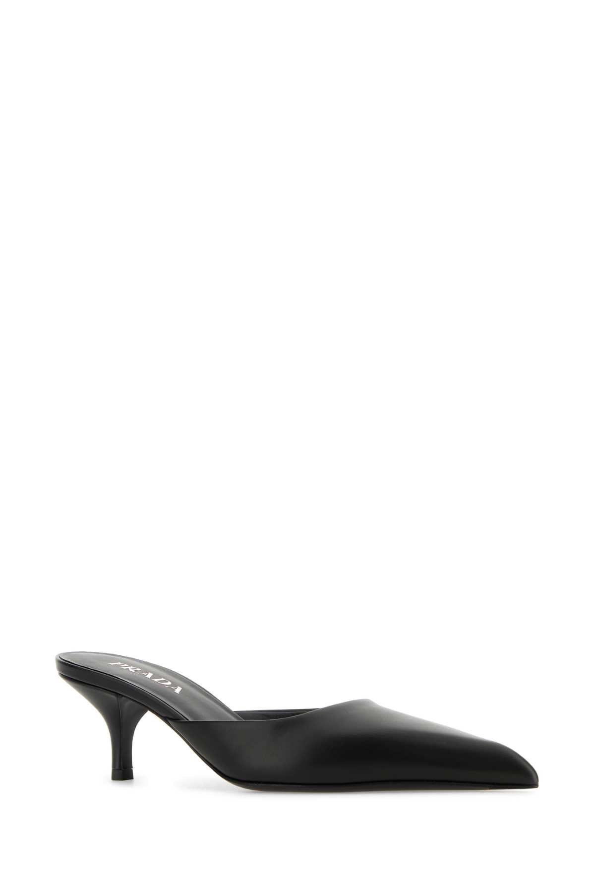 Prada Women Black Leather Mules - 2