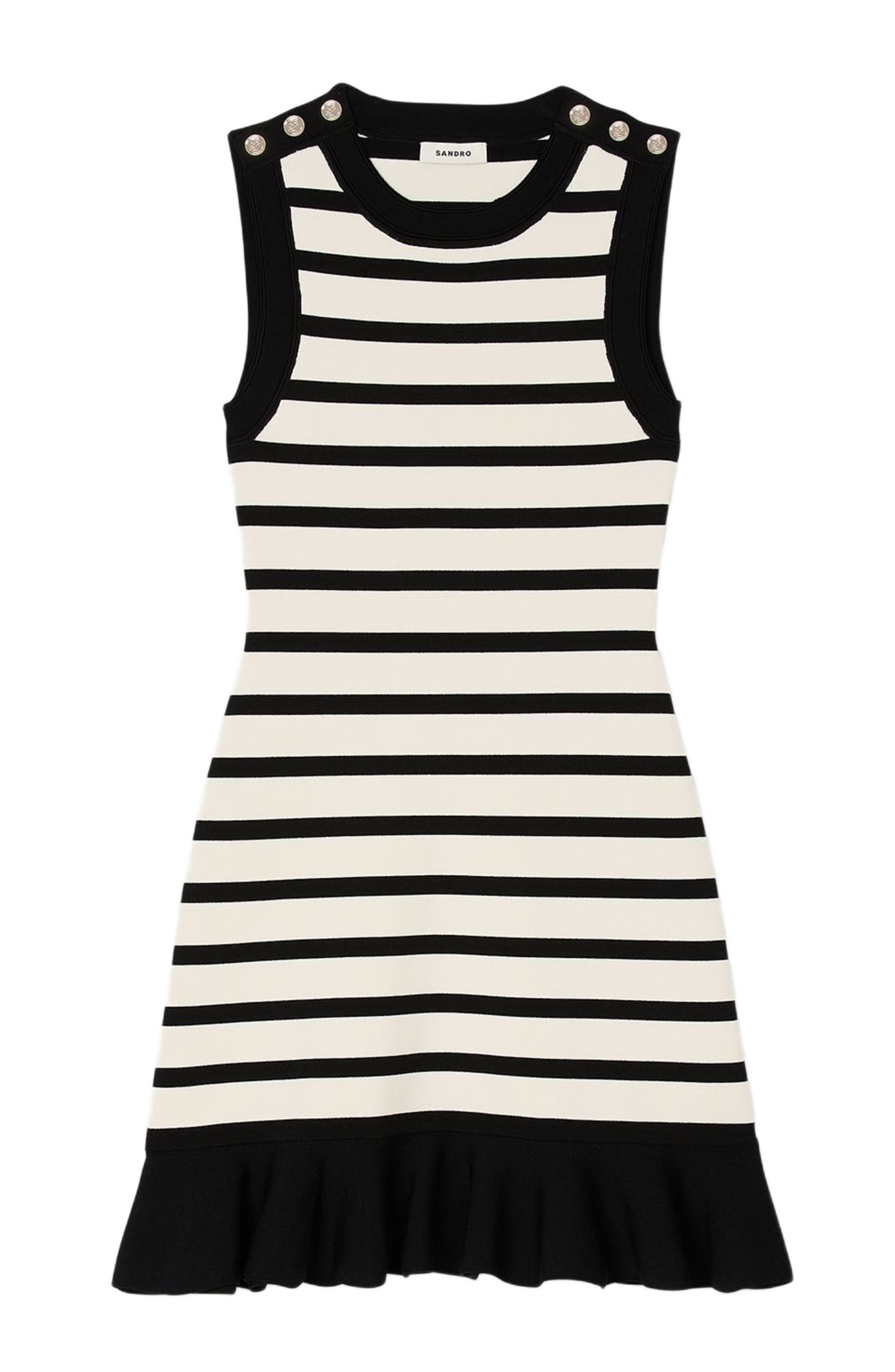 SANDRO Striped knit mini dress in Ecru /Black at Nordstrom - 5