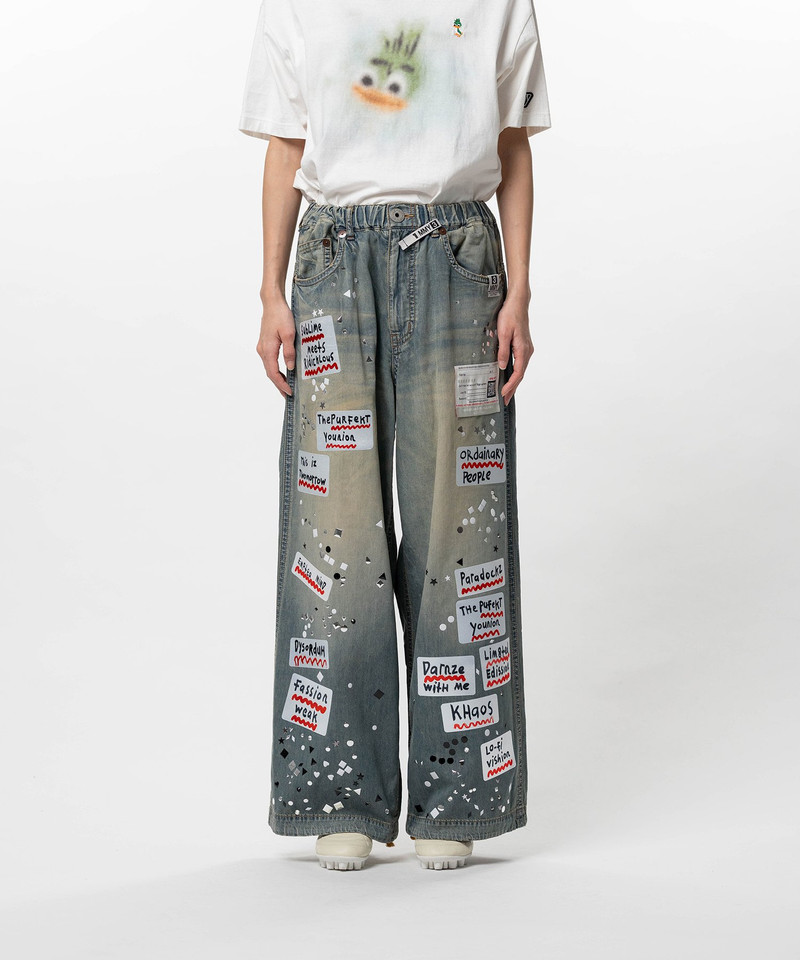 Embellished Sticker Denim Pants 9