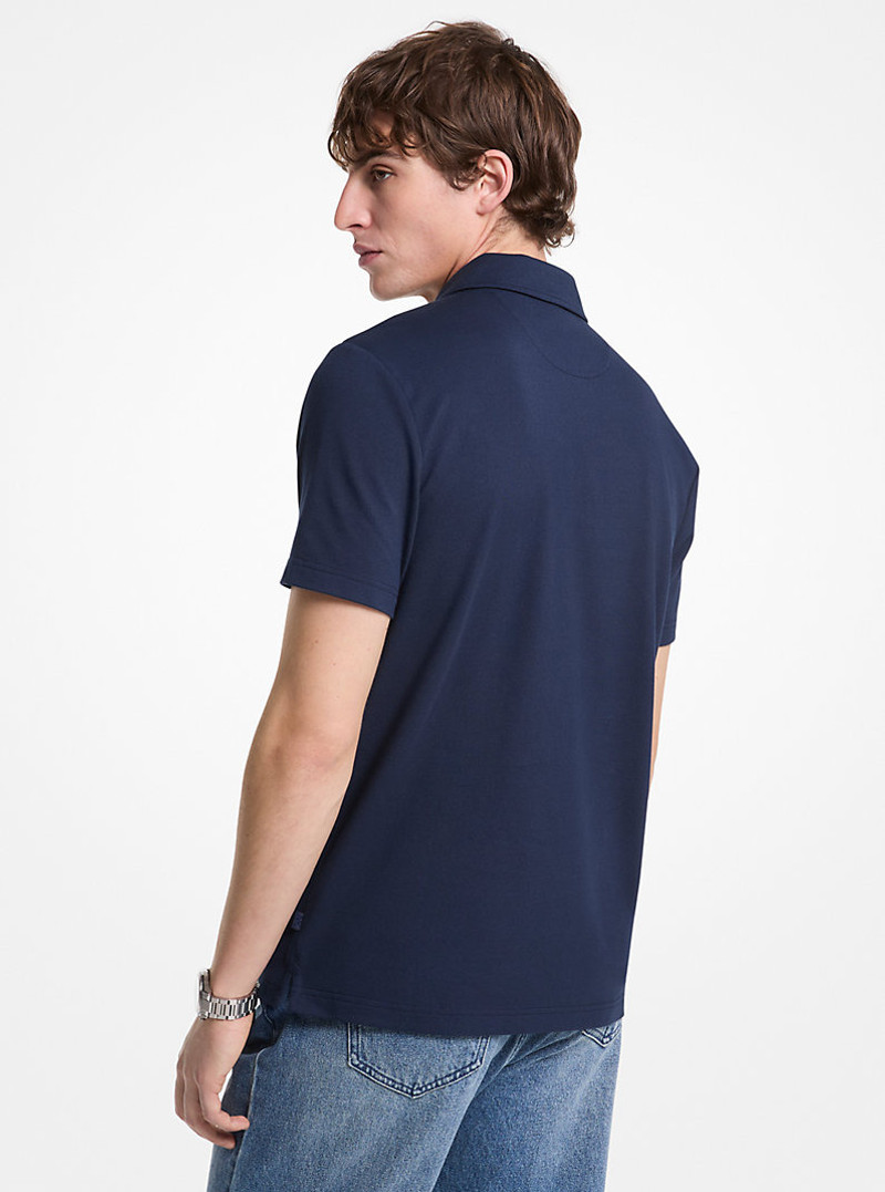 MICHAEL KORS Cotton Blend Piqué Zip-Up Polo Shirt outlook