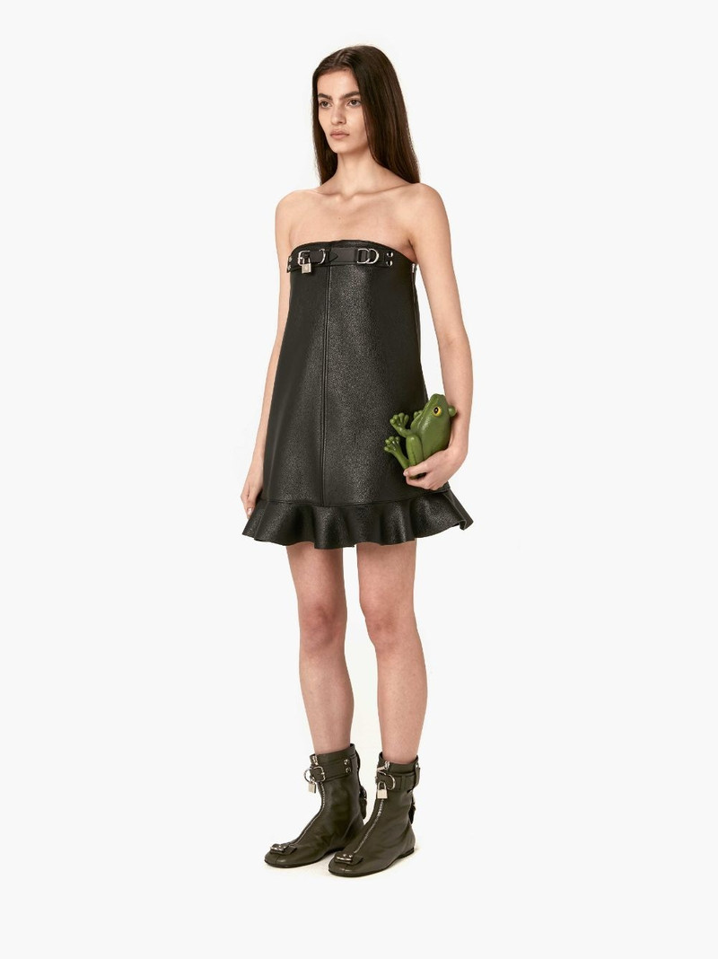 PADLOCK STRAP RUFFLED LEATHER BUSTIER DRESS 4