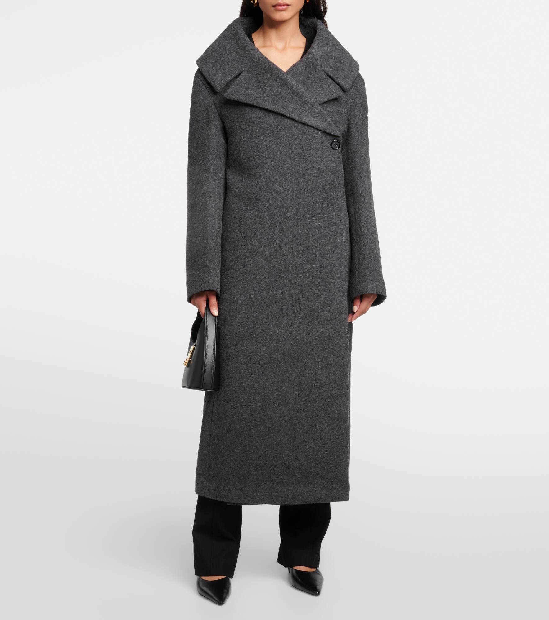 Oversized wool-blend felt wrap coat - 4
