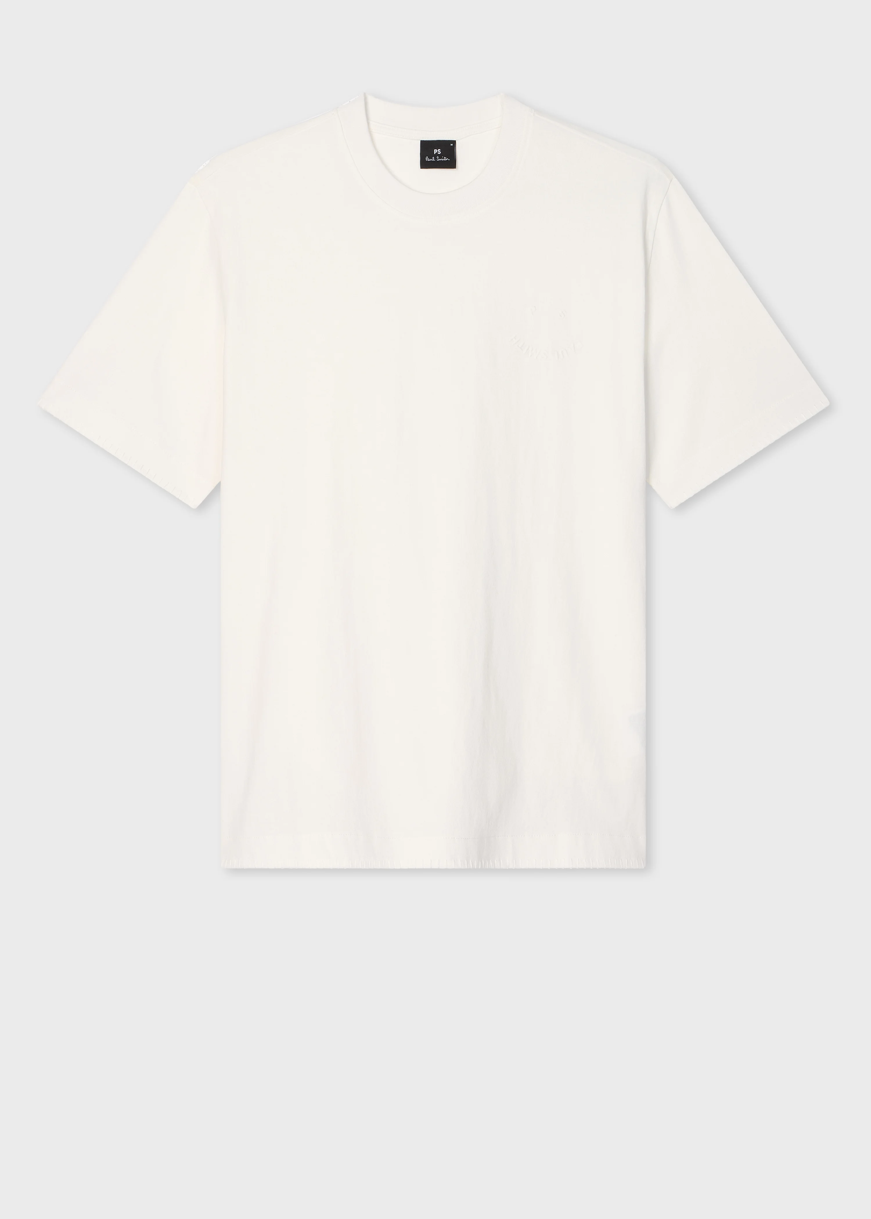 White Blanket-Stitch 'Happy' T-Shirt - 1