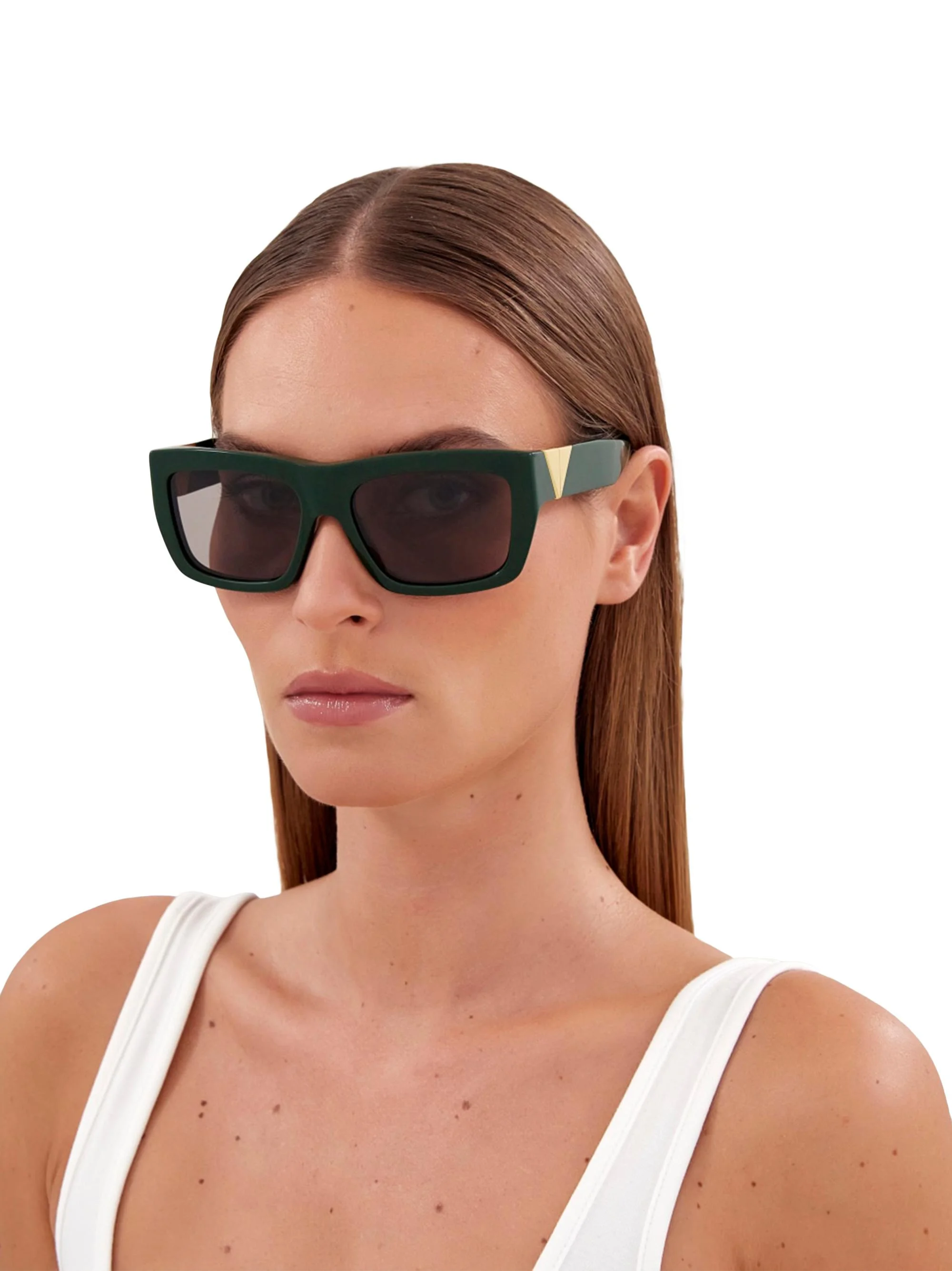 Women's Triangle 57MM Rectangular Sunglasses - Green - 1