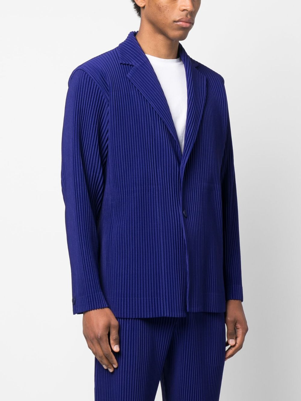 ribbed single-breasted blazer - 3