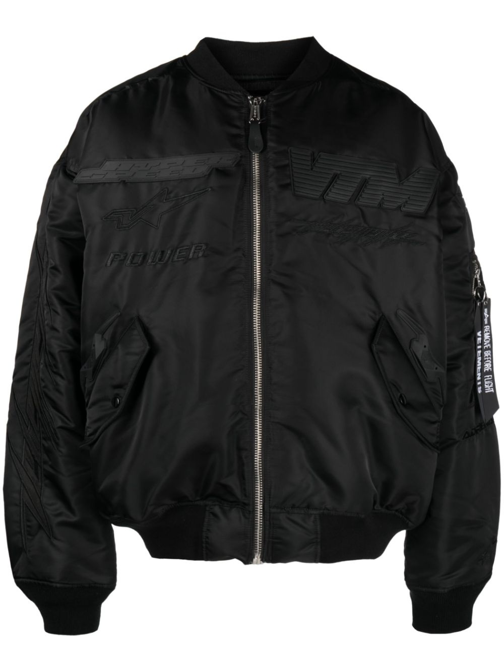 logo-patch zip-up bomber jacket - 1
