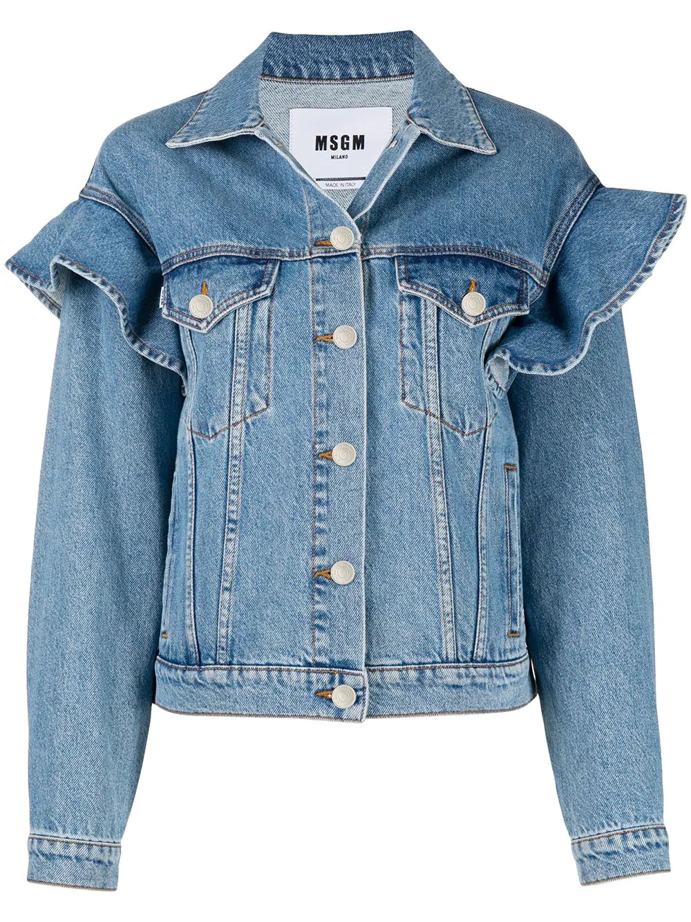 ruffled denim jacket - 1