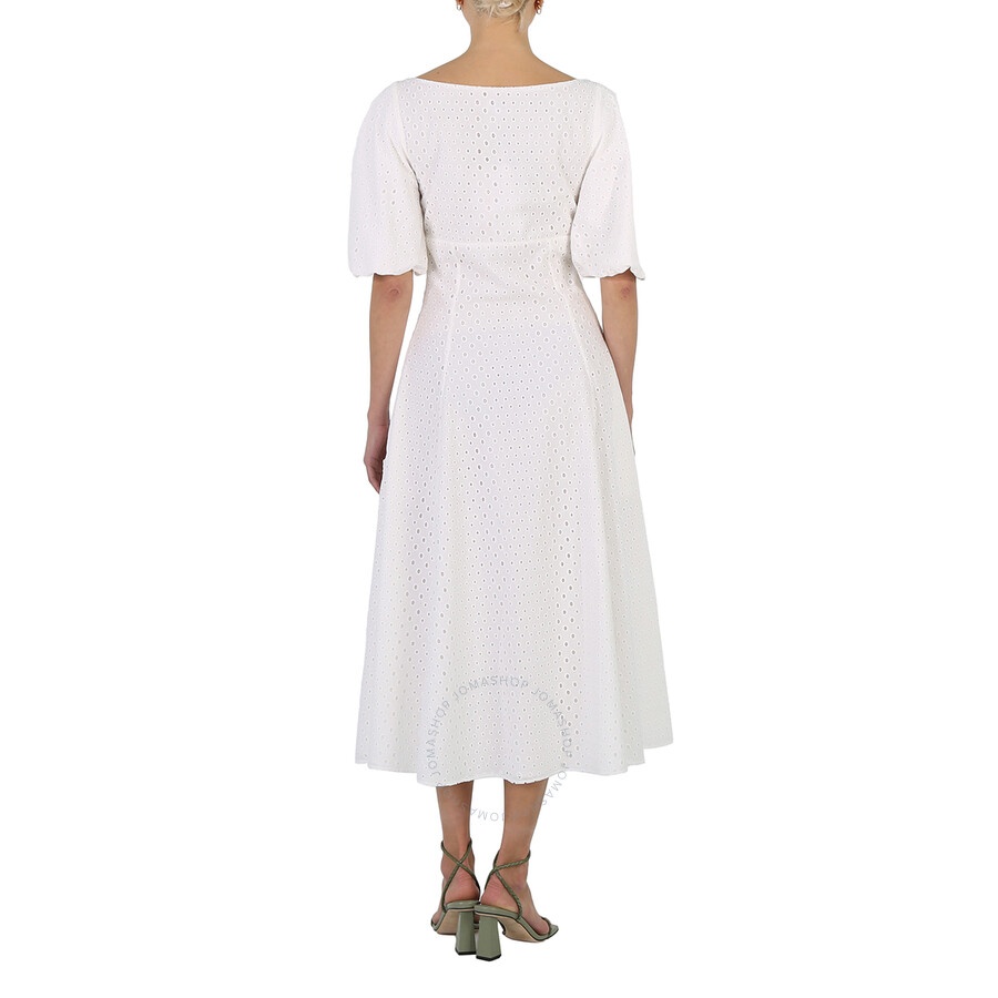 Kenzo Ladies Off White Broderie Anglais Embroidered Midi Dress - 6