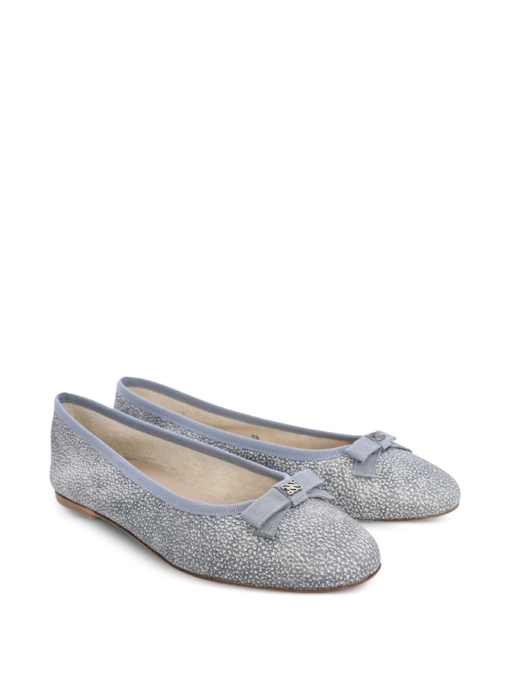 bow-embellished calf leather flats - 3