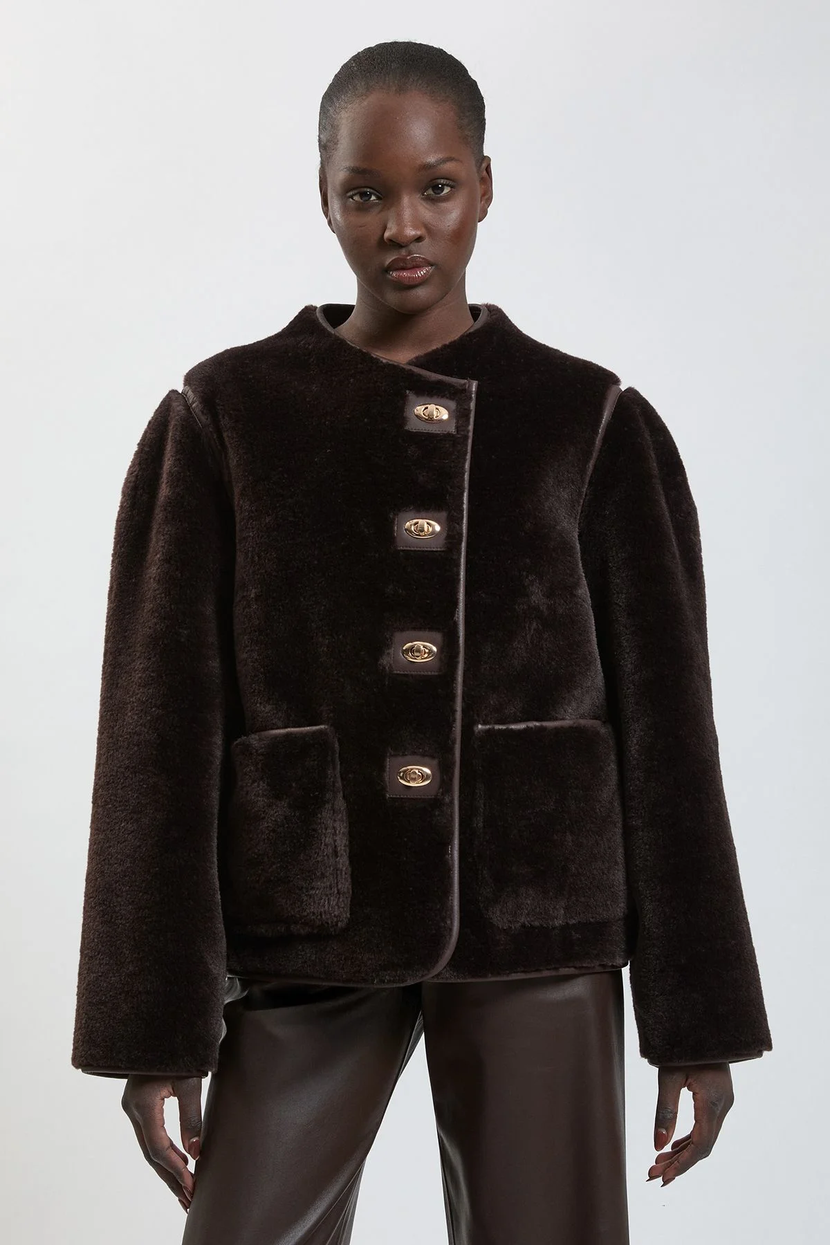 Faux Fur Tipped Turnlock Coat - 1