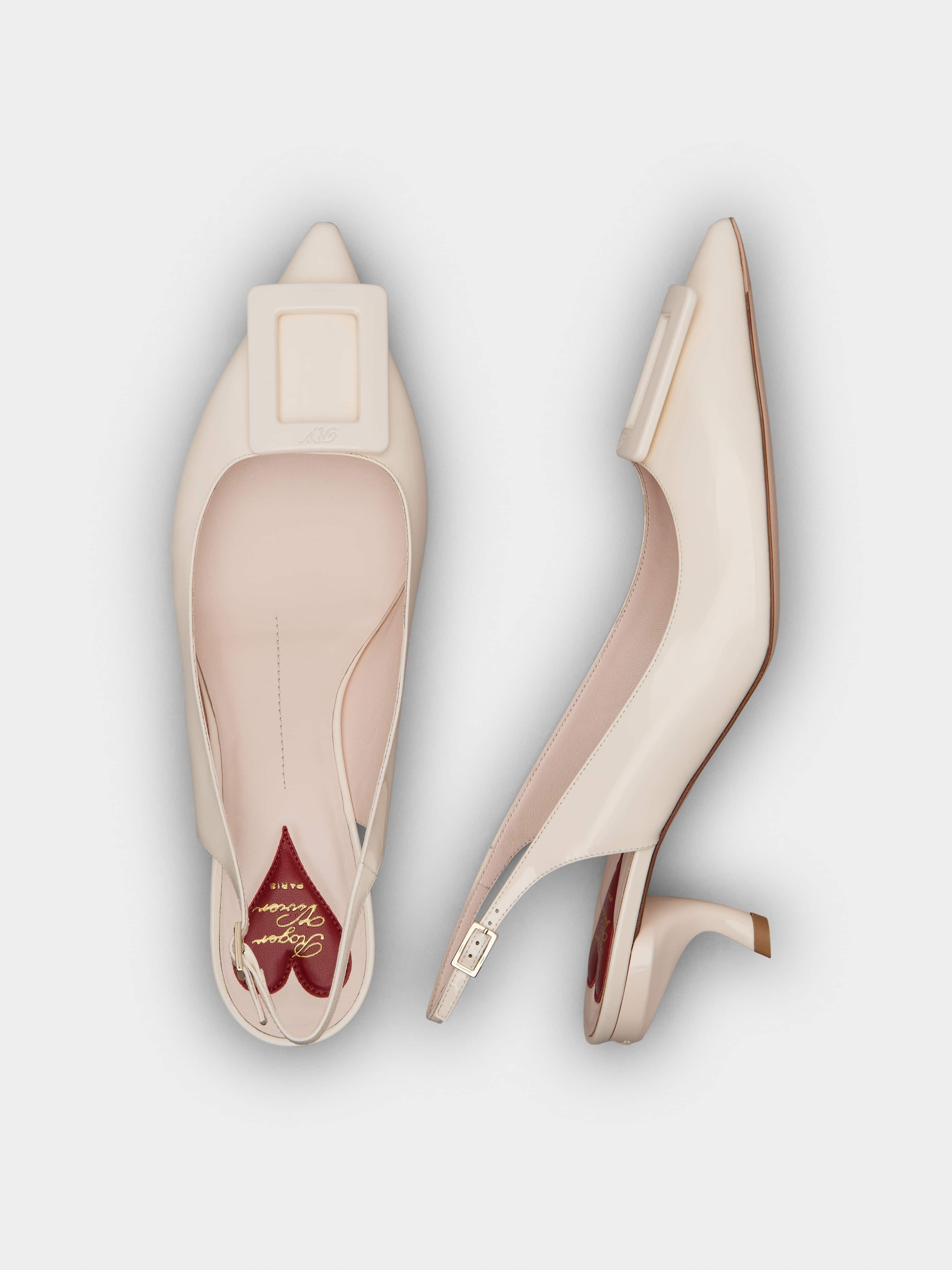 Virgule Lacquered Buckle Slingback Pumps in Patent Leather - 4