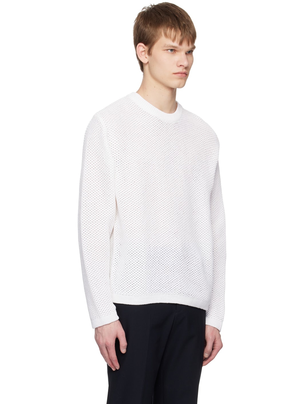 White Open Work Sweater - 2