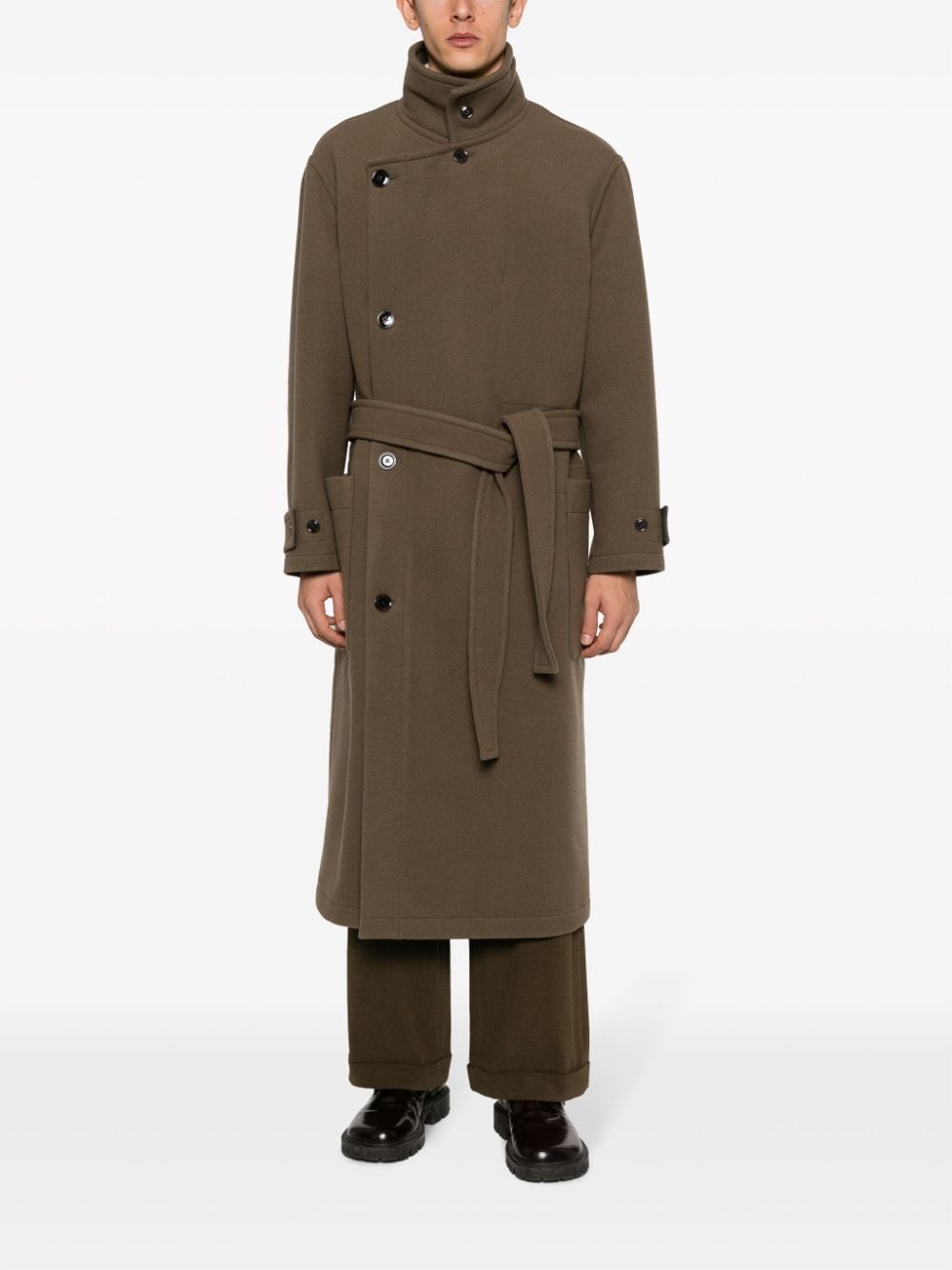 wool wrap belted-waist coat - 2
