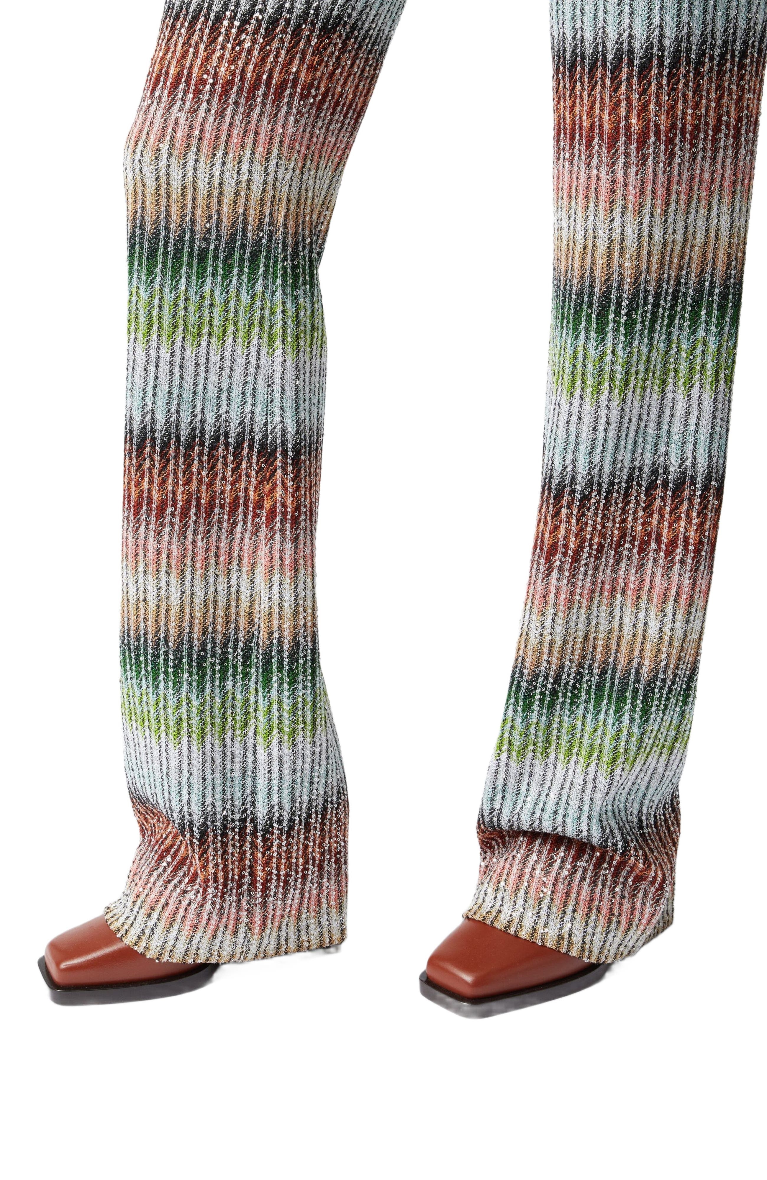 Missoni Flared Trousers In Gradient Zig Zag Knit With Sequins in Multicoloured at Nordstrom - 4