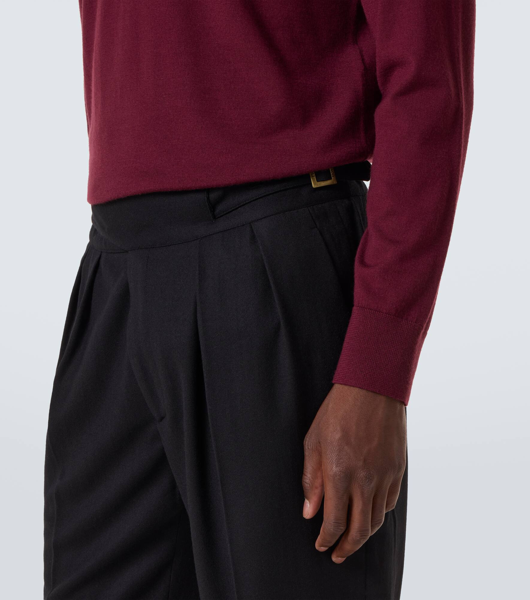 Virgin wool flannel tapered pants - 6