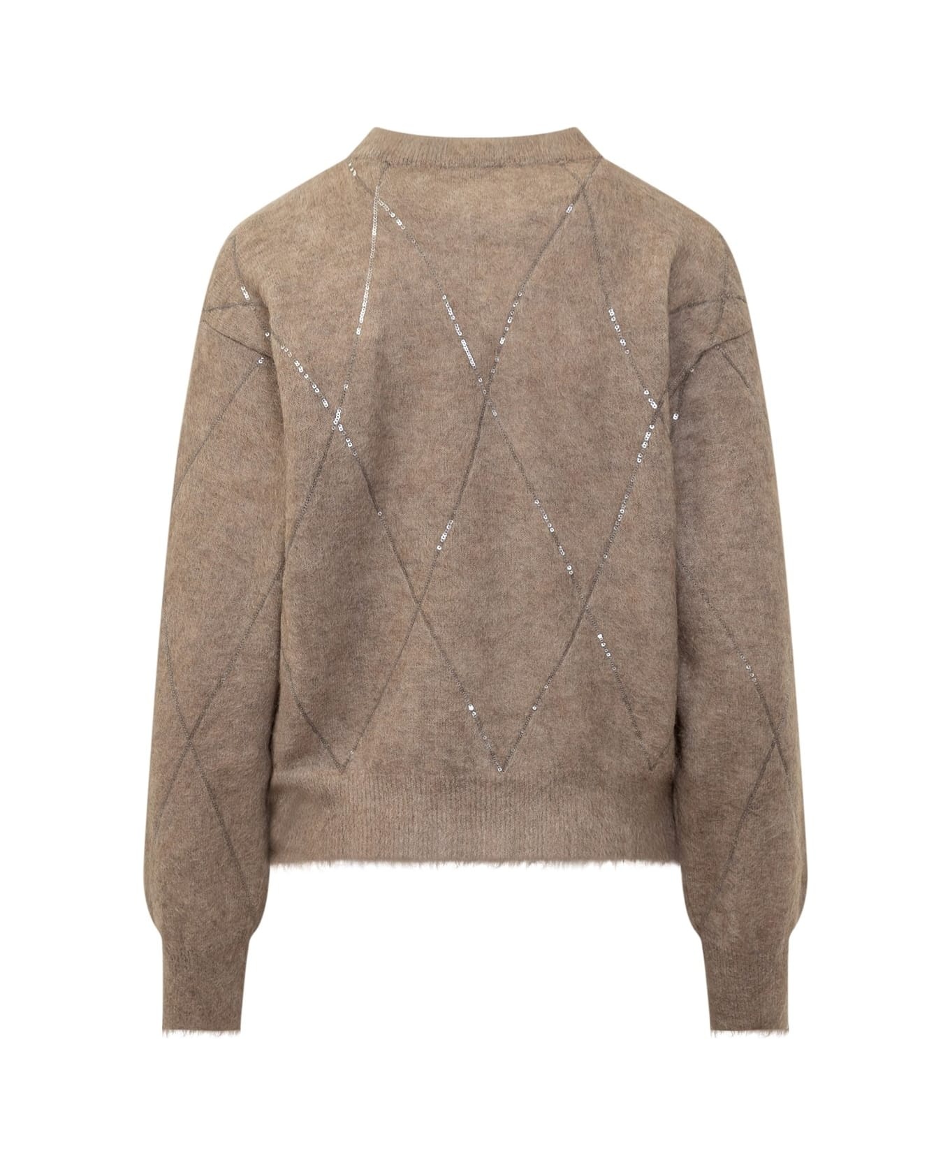 Sequin Embellished Crewneck Knitted Jumper - 2