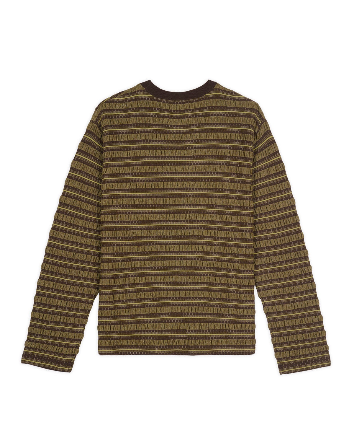 Puckered Stripe Long Sleeve Top - Green - 2