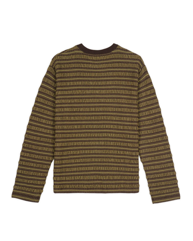 BRAIN DEAD Puckered Stripe Long Sleeve Top - Green outlook