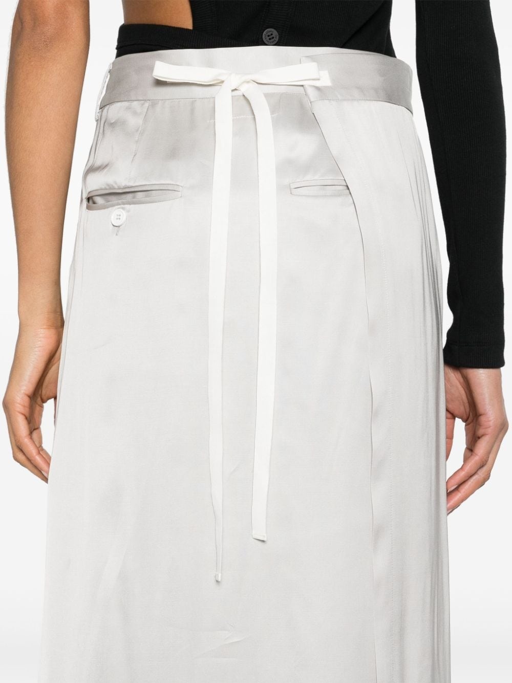 tailored satin wrap skirt - 5
