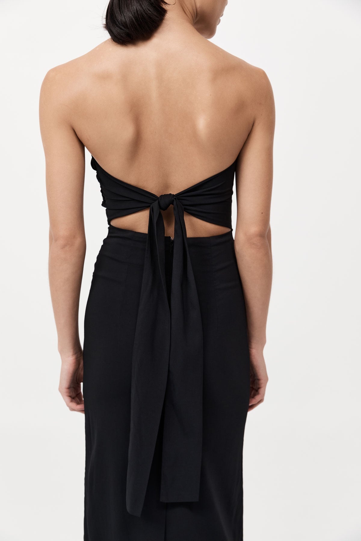 Strapless Tie Back Dress - Black - 5