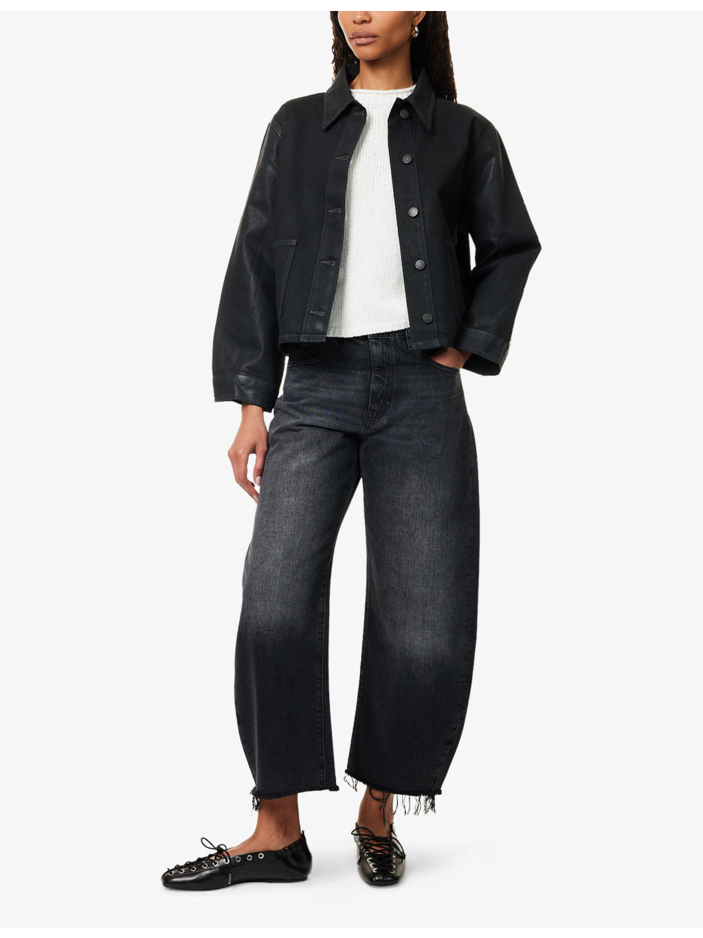 Bubble Barrel-Leg Cropped Denim Jeans - 2