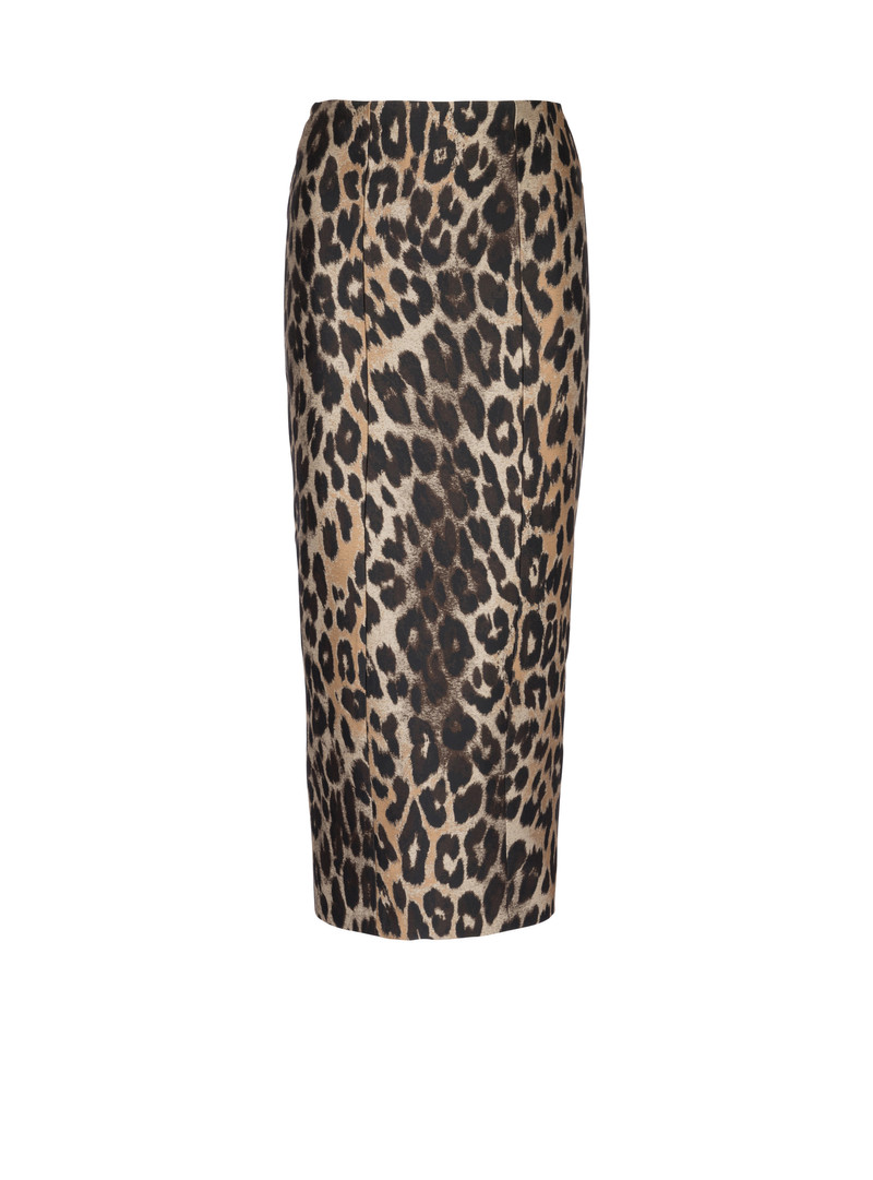 Leopard jacquard pencil skirt 1