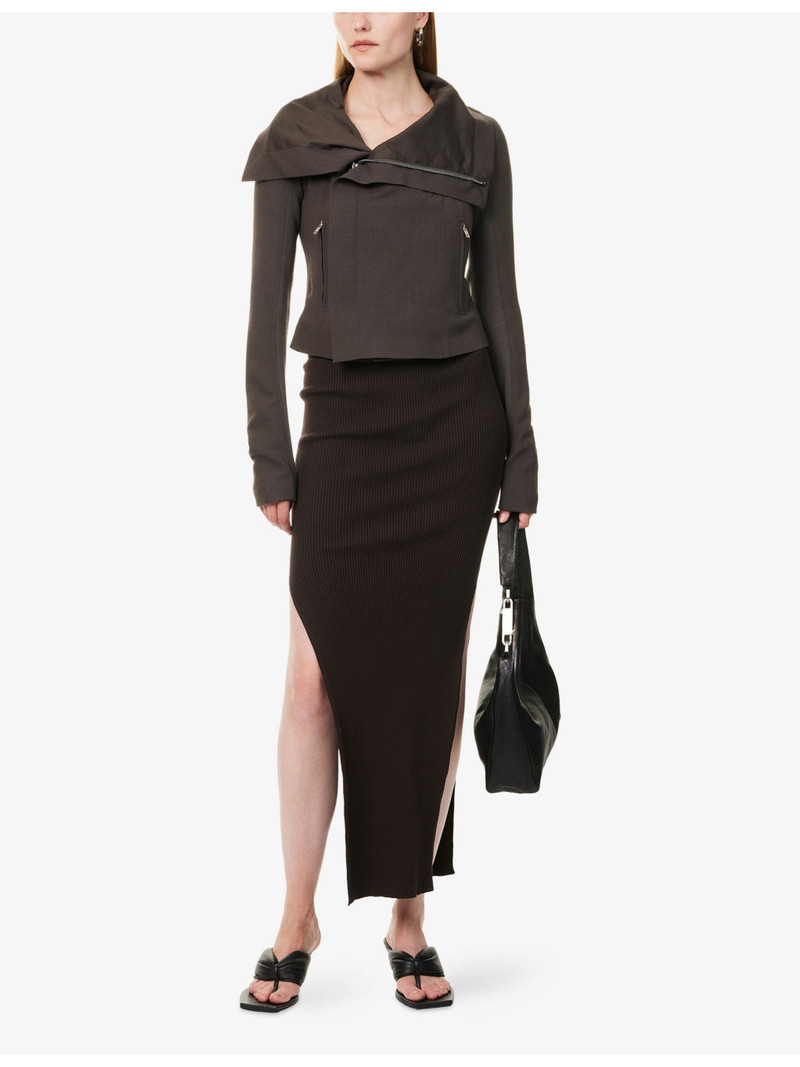 Rick Owens Classic Biker Cropped Wool Jacket outlook
