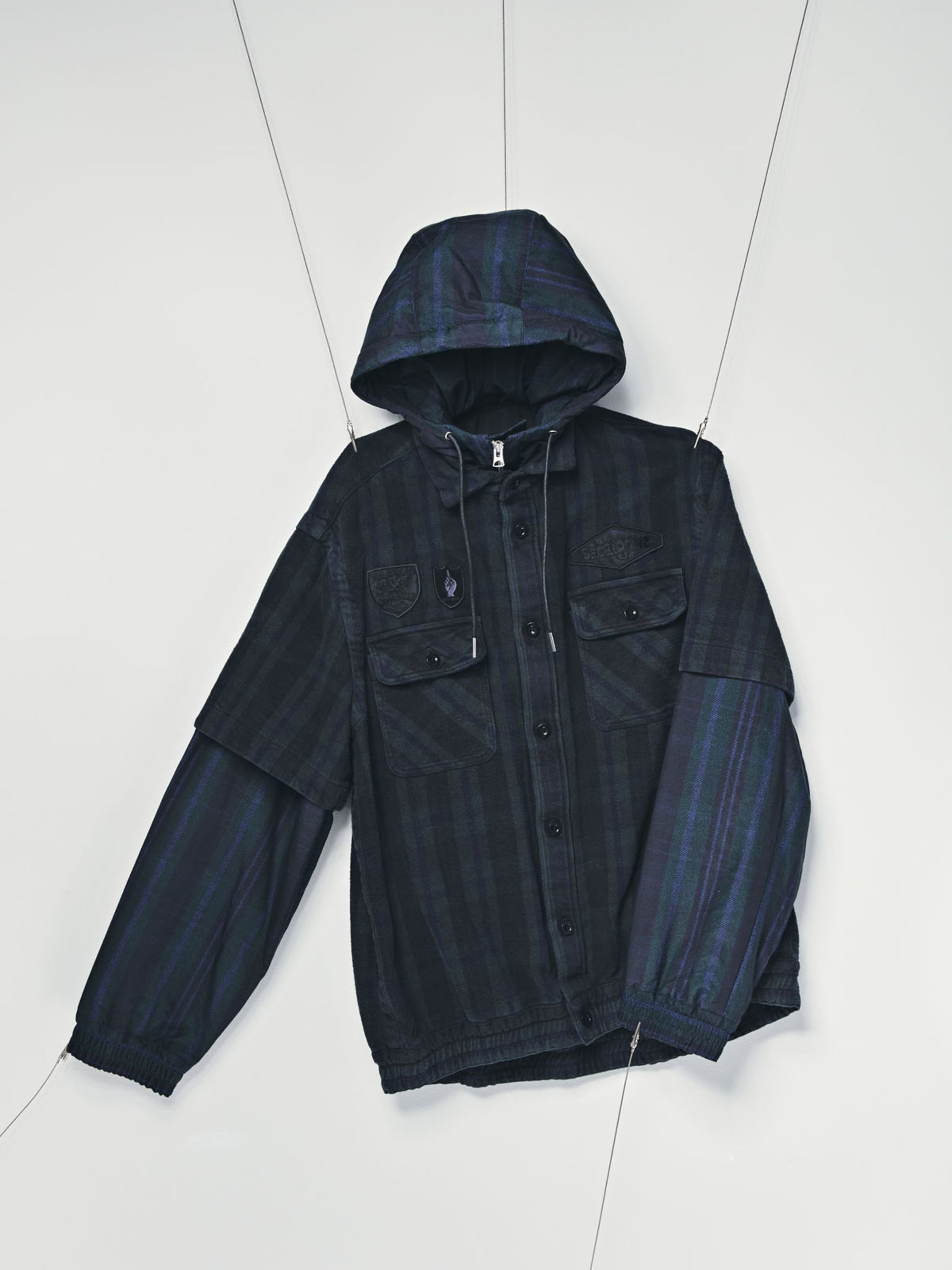 sacai Gonz Multi Patch Plaid Hoodie - 2