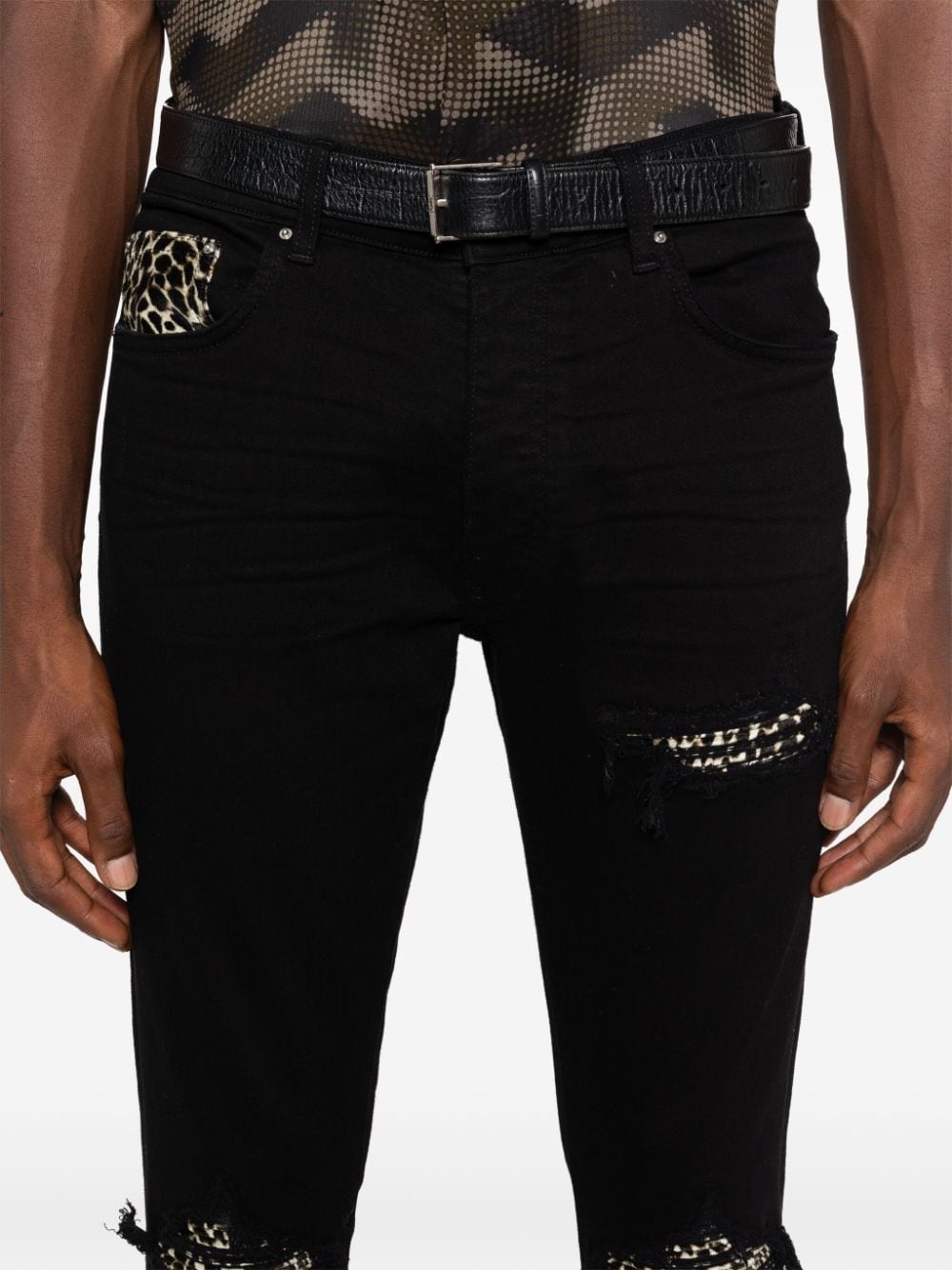 leopard-detailed jeans - 5